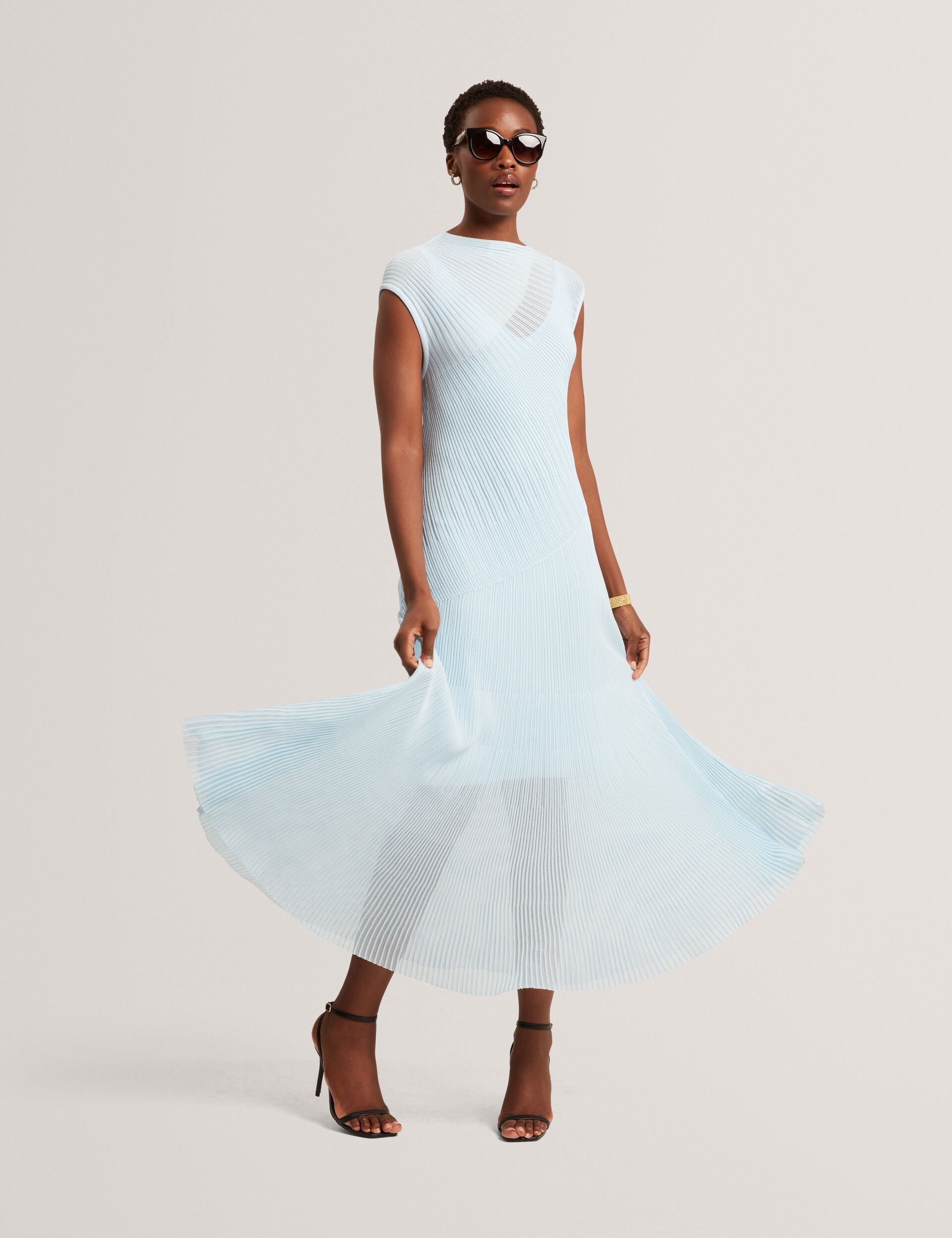 Ted Baker Celyina Sheer Detail Textured Knit Midaxi Dress Women's