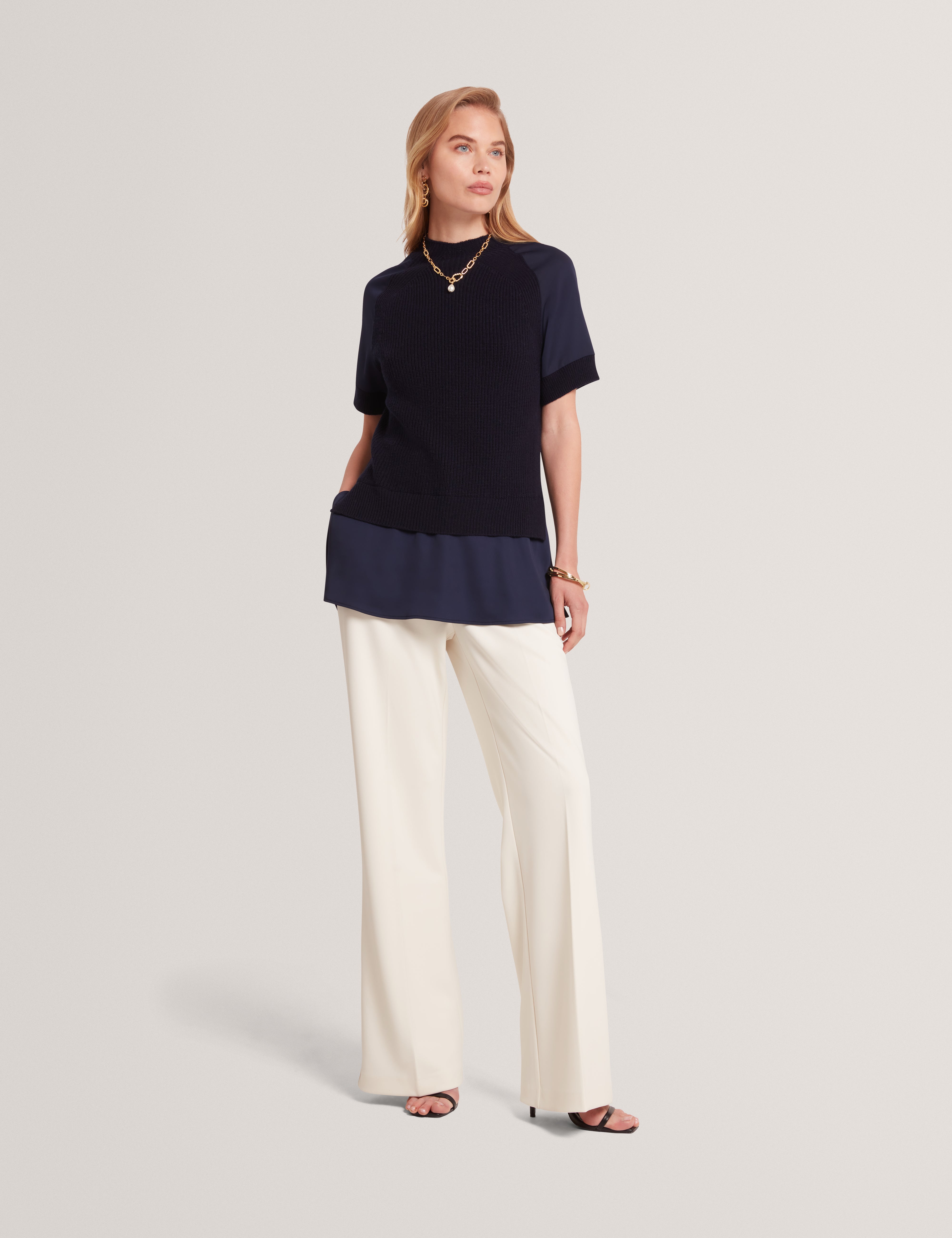 Ted Baker Onzaa Chunky Knit Short Sleeve Top With Shirt Hem Women's