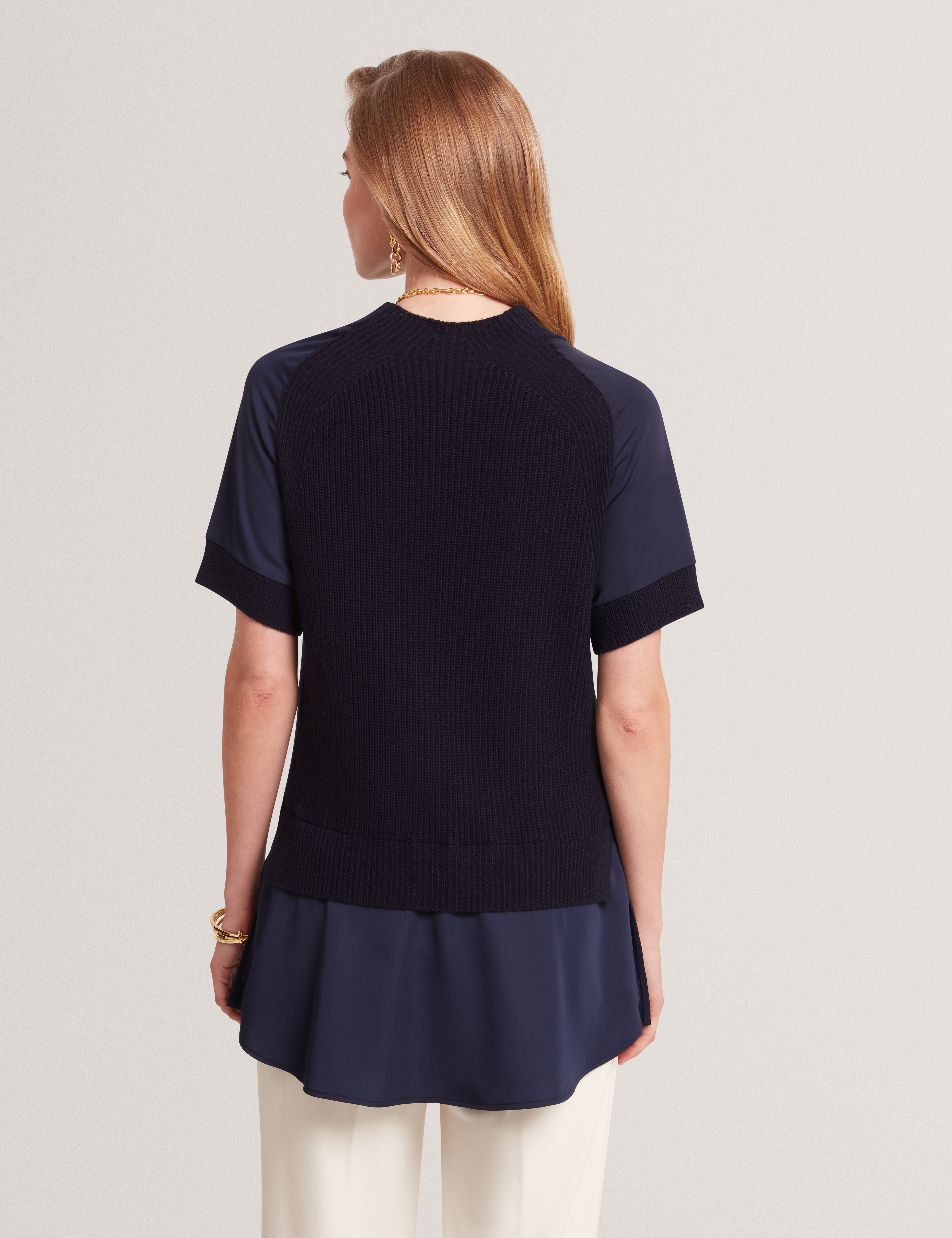 Ted Baker Onzaa Chunky Knit Short Sleeve Top With Shirt Hem Women's
