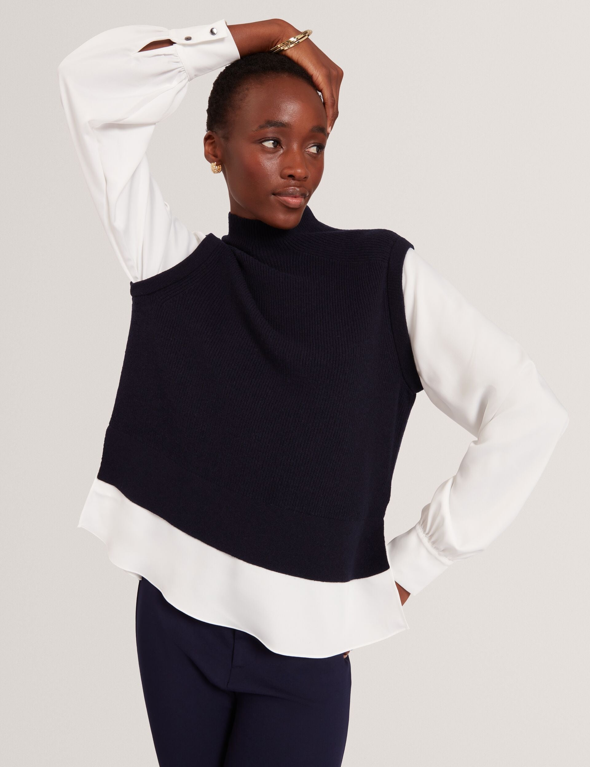 Ted Baker Caycey Long Sleeve Shirt With Knitted Vest Layer Women's