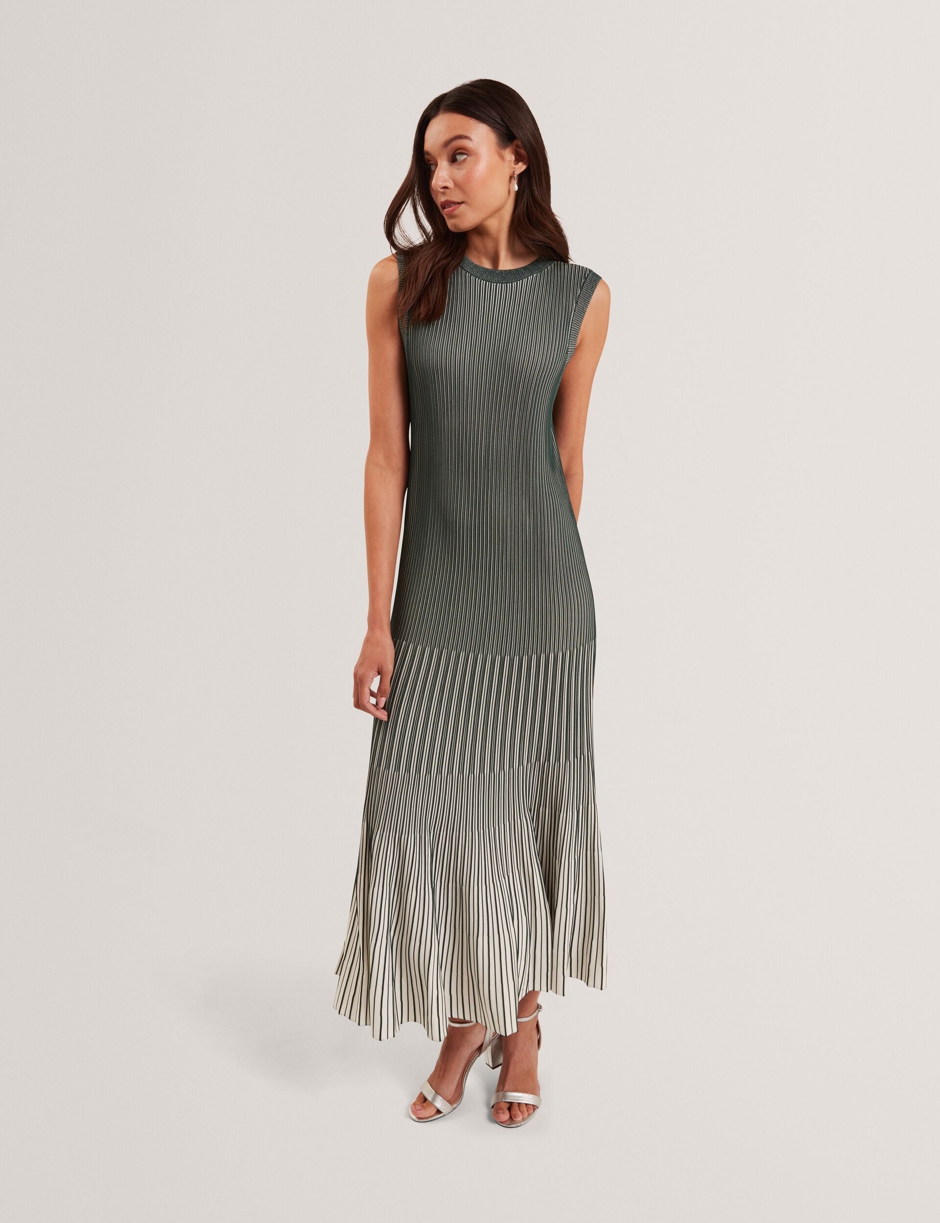 Ted Baker Dilylaa Textured Stripe Knit Sleeveless Midi Dress Women's