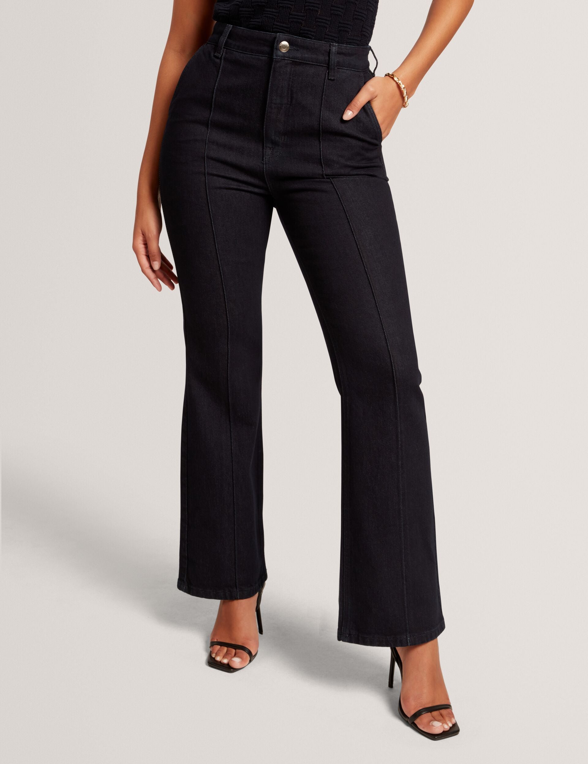 Ted Baker Verras Dark Wash Pintuck Kick Flare Jeans Women's