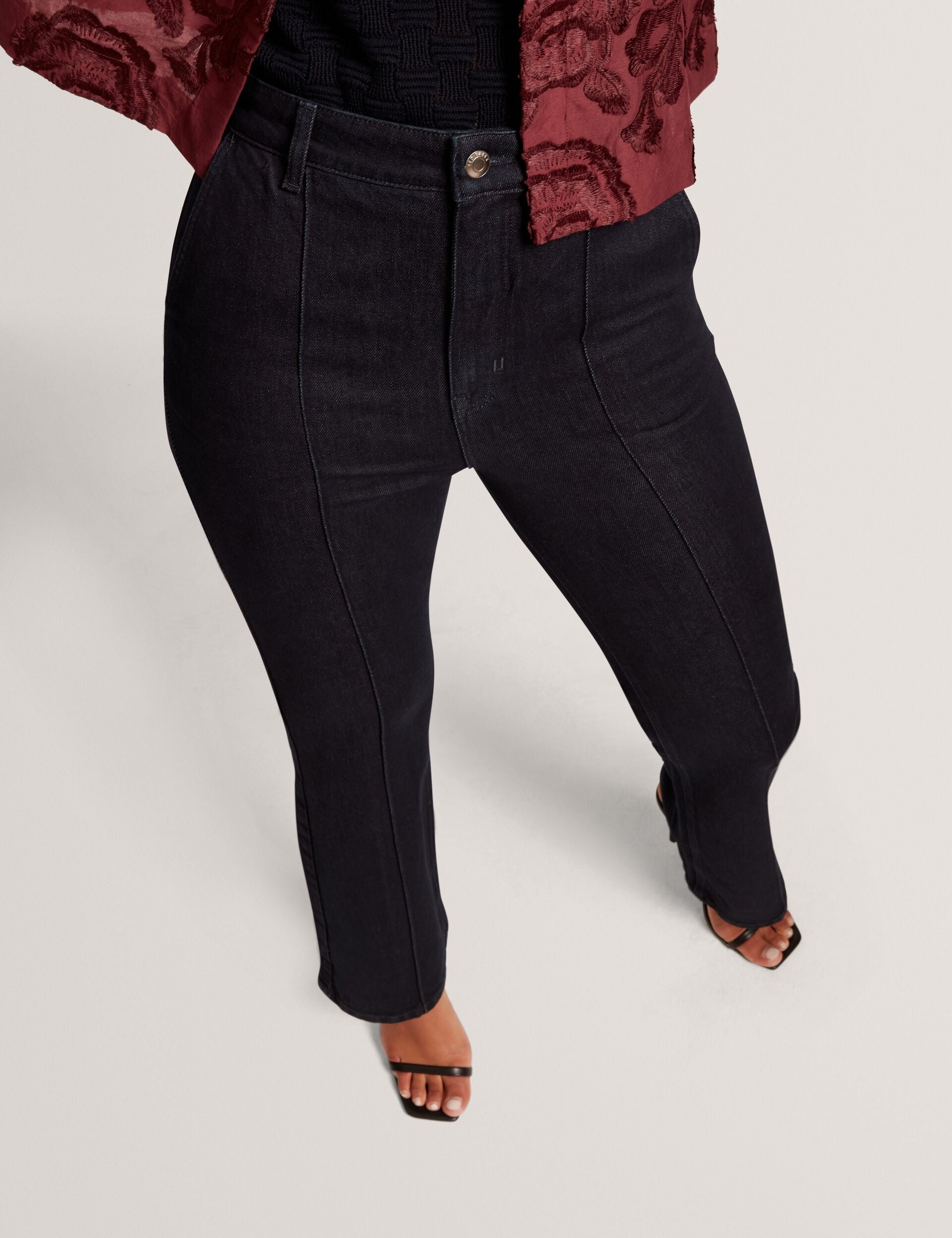 Ted Baker Verras Dark Wash Pintuck Kick Flare Jeans Women's