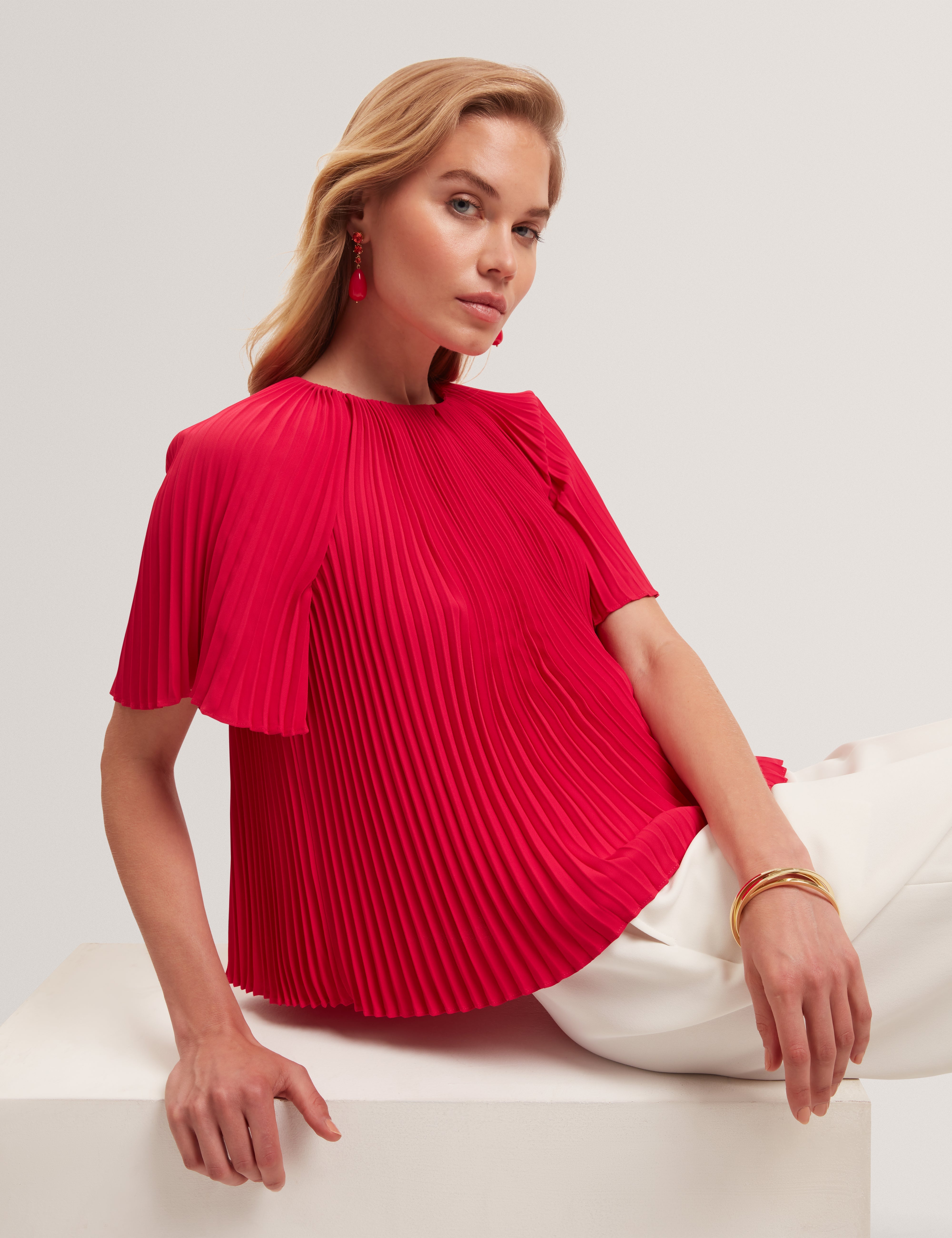 Ted Baker Agara Pleated Flowy Short Sleeve Blouse Women's