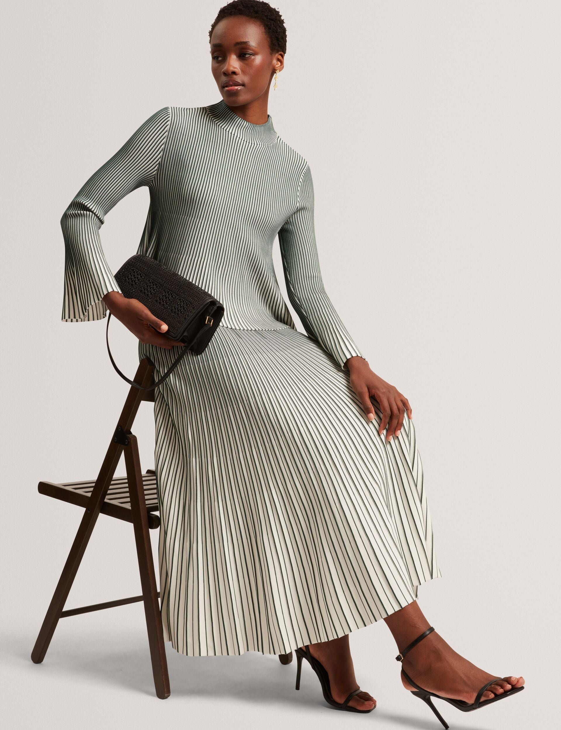Ted Baker Jenavia Ombre Rib Knit Flippy Aline Midi Skirt Women's