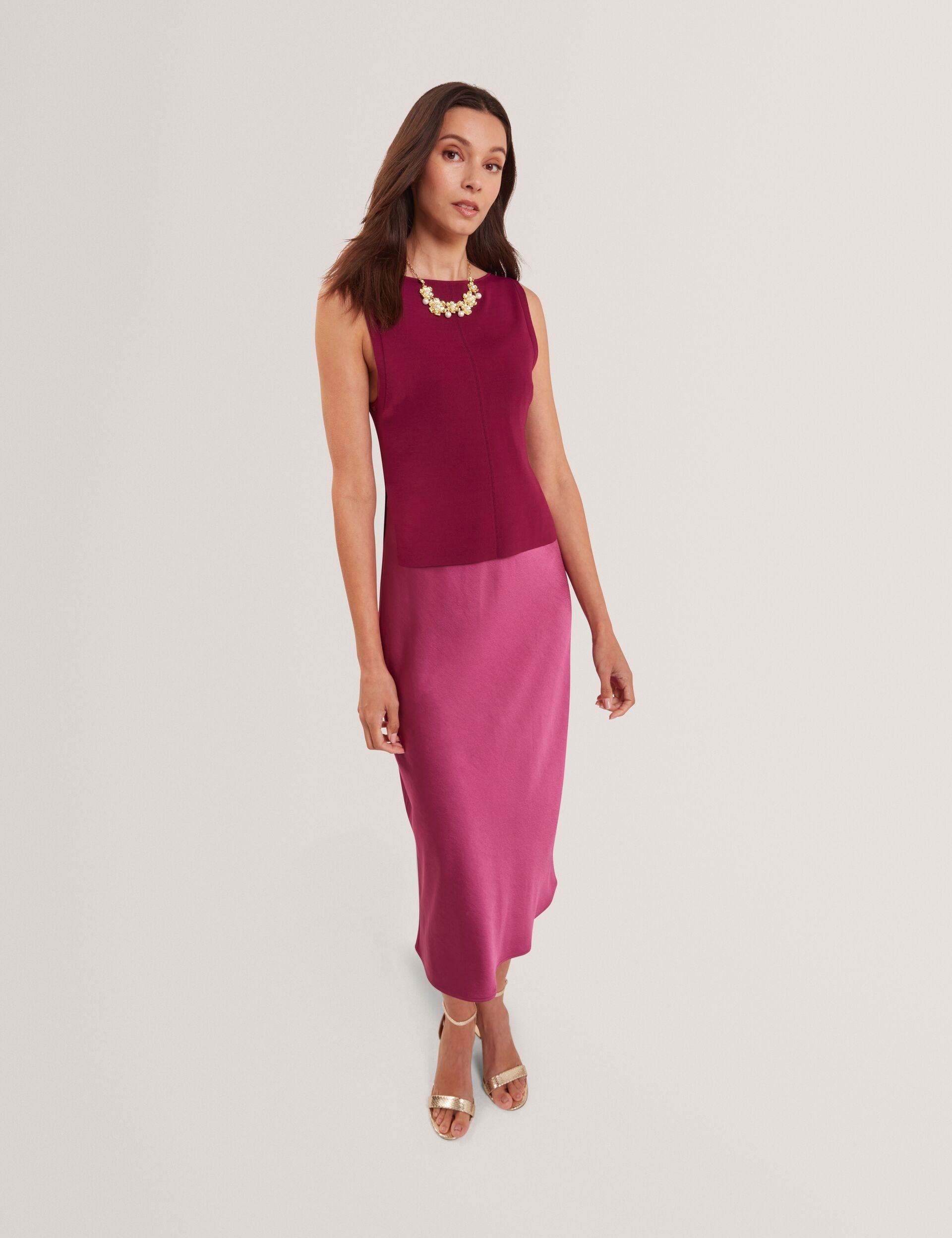 Ted Baker Ammil Satin Midi Slip Dress With Removable Tank Women's