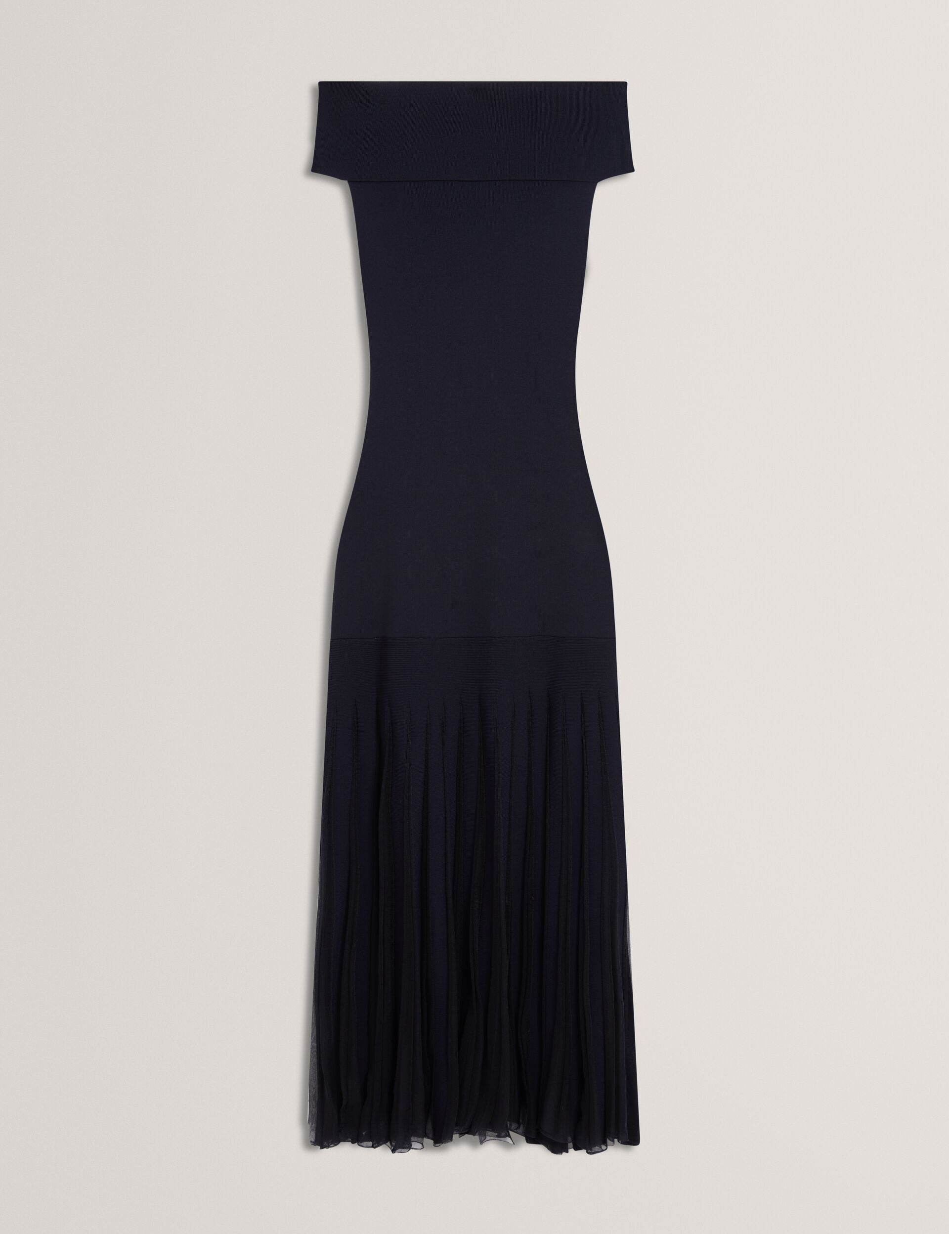 Ted Baker Suannaa Bardot Bodycon Knit Dress With Sheer Pleated Hem Women's