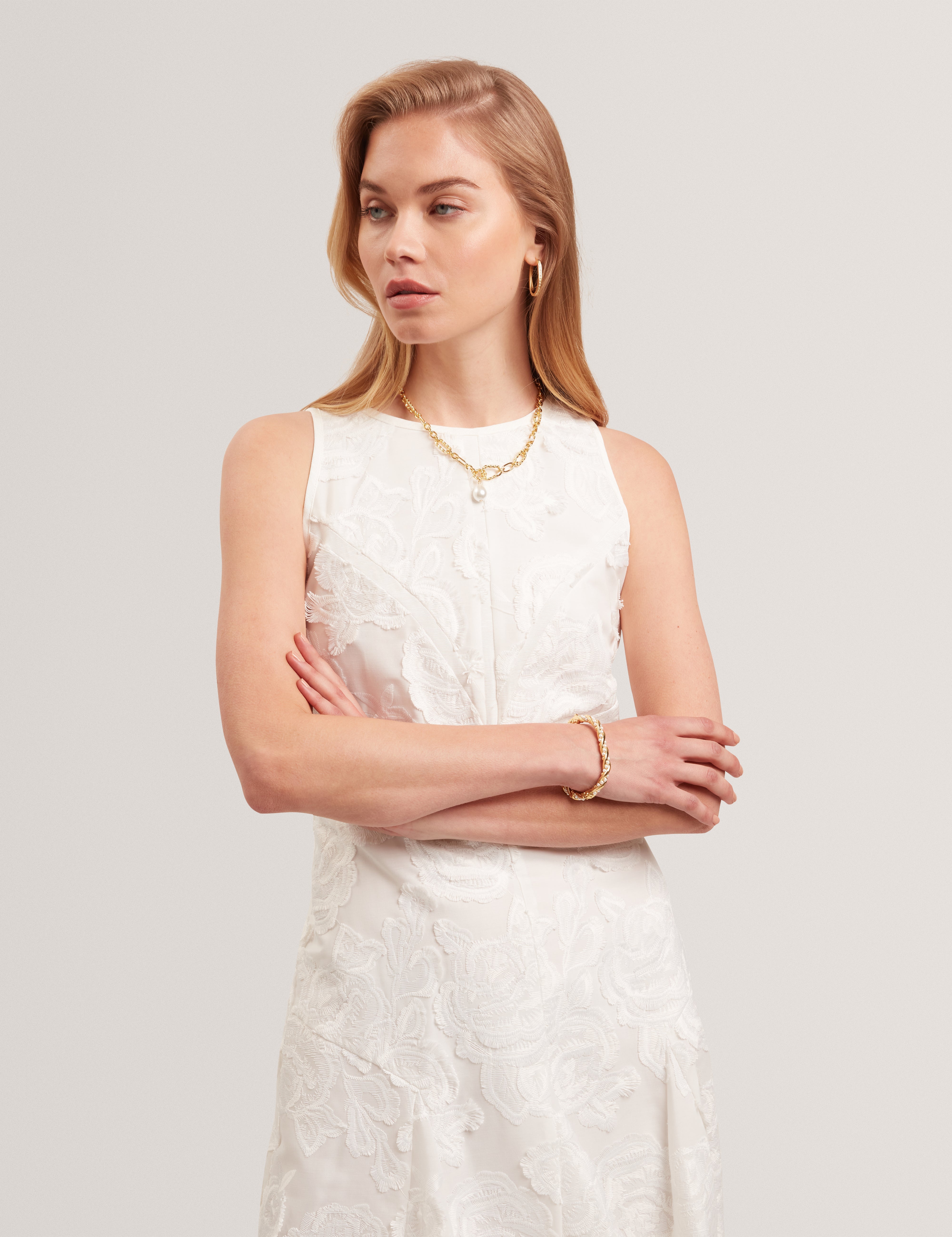 Ted Baker Enkoaa Textured Rose Embroidery Sleeveless Midi Dress Women's