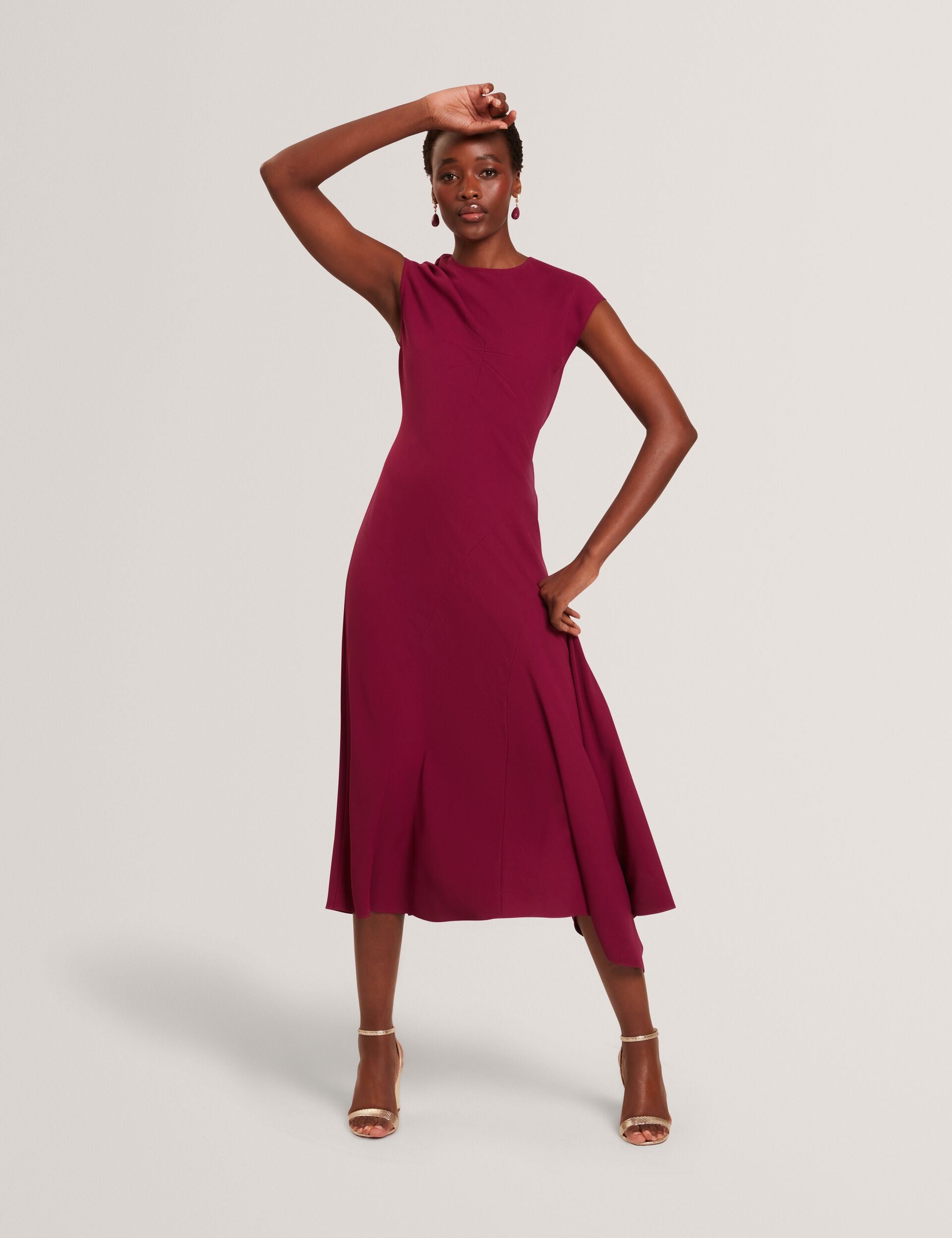 Ted Baker Isparta Sleeveless Asymmetric Bias Cut Midi Dress Women's