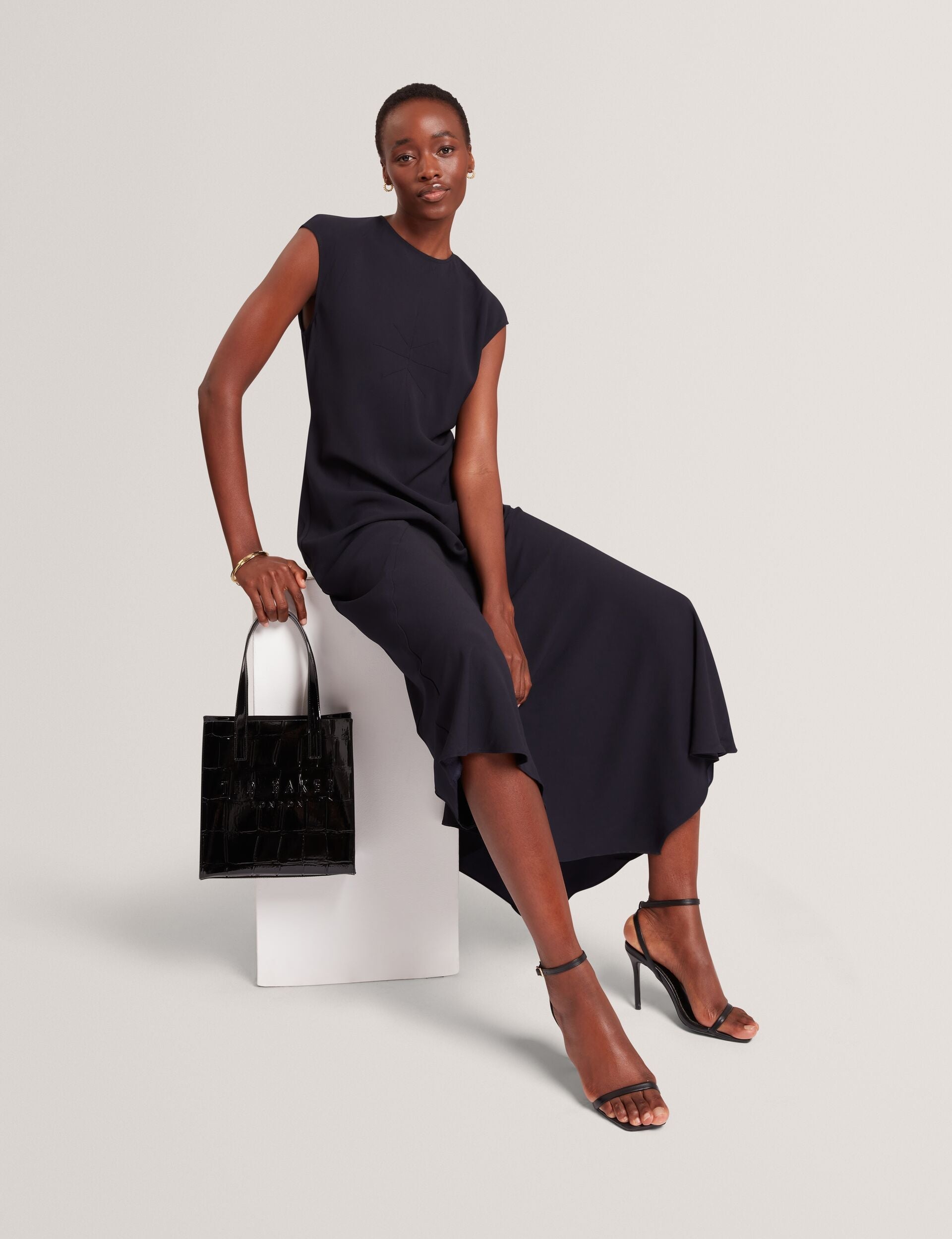 Ted Baker Isparta Sleeveless Asymmetric Bias Cut Midi Dress Women's