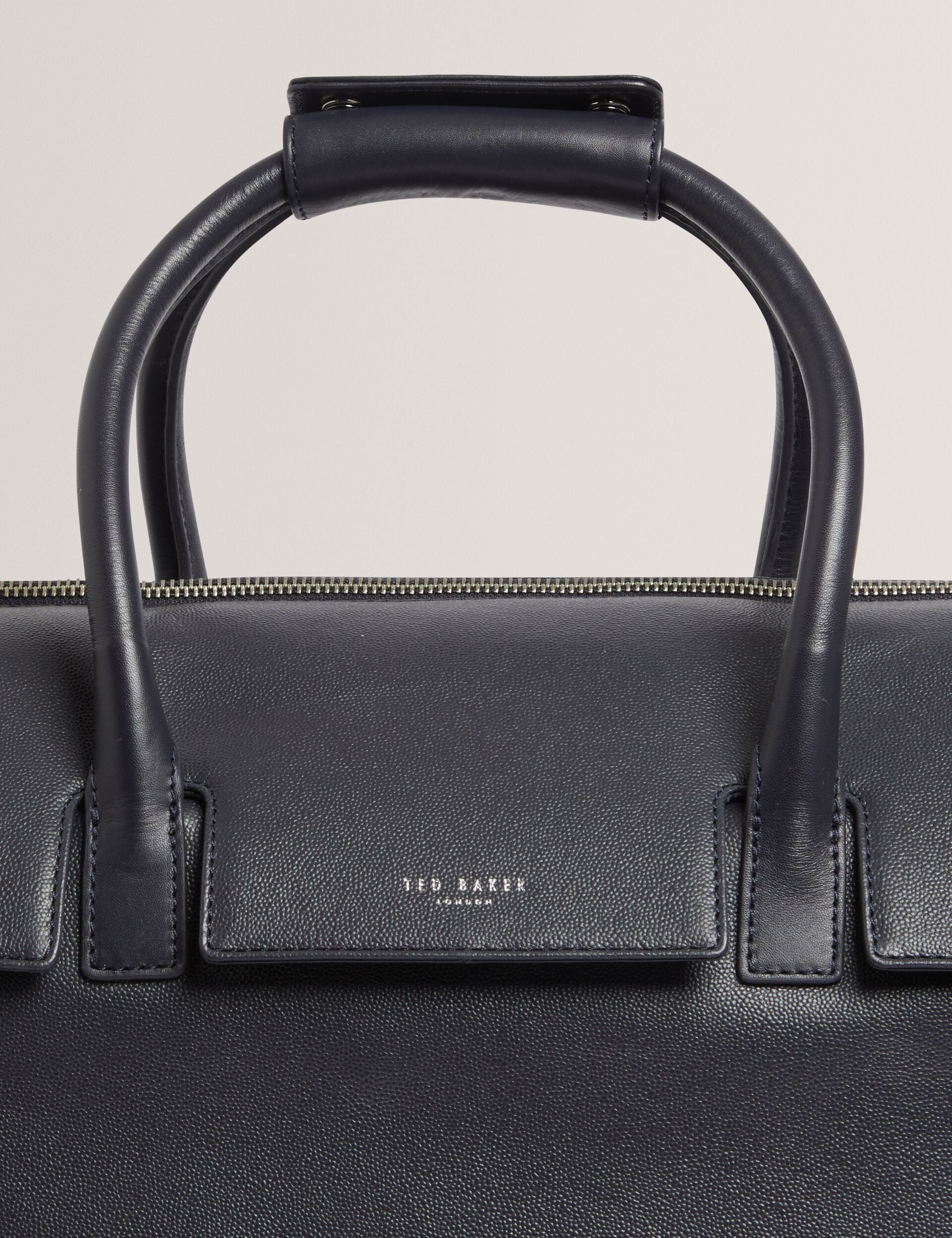 Ted Baker Karters Navy Caviar Leather Weekend Travel Bag
