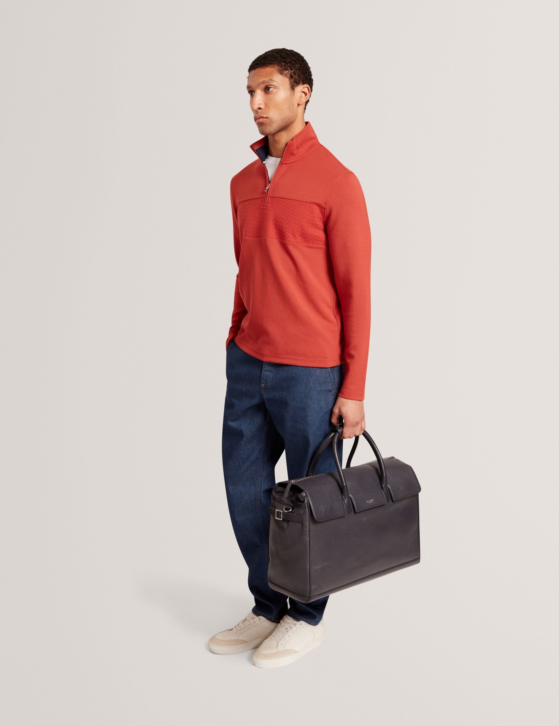 Ted Baker Karters Navy Caviar Leather Weekend Travel Bag