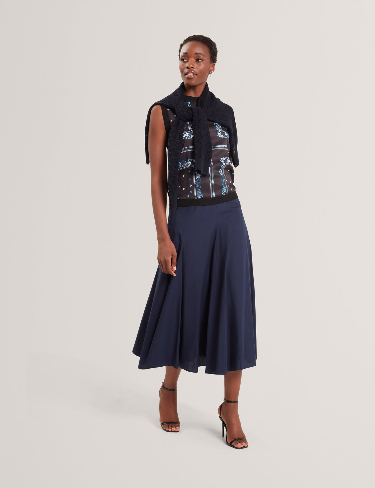 Ted Baker Zanzah Poplin Cotton Pleated Aline Midi Skirt Women's