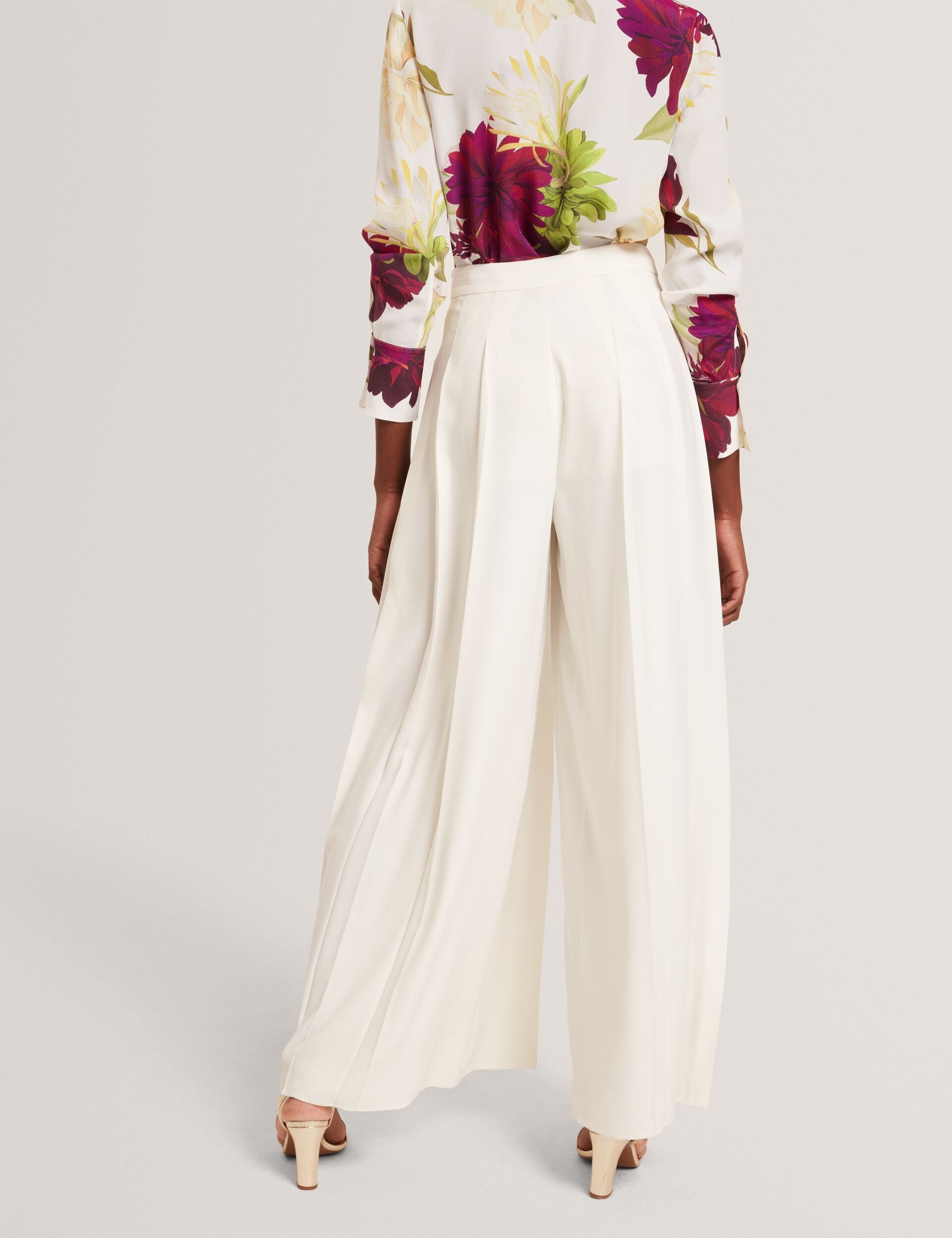 Ted Baker Duuva Box Pleat Crepe Wide Leg Trousers Women's