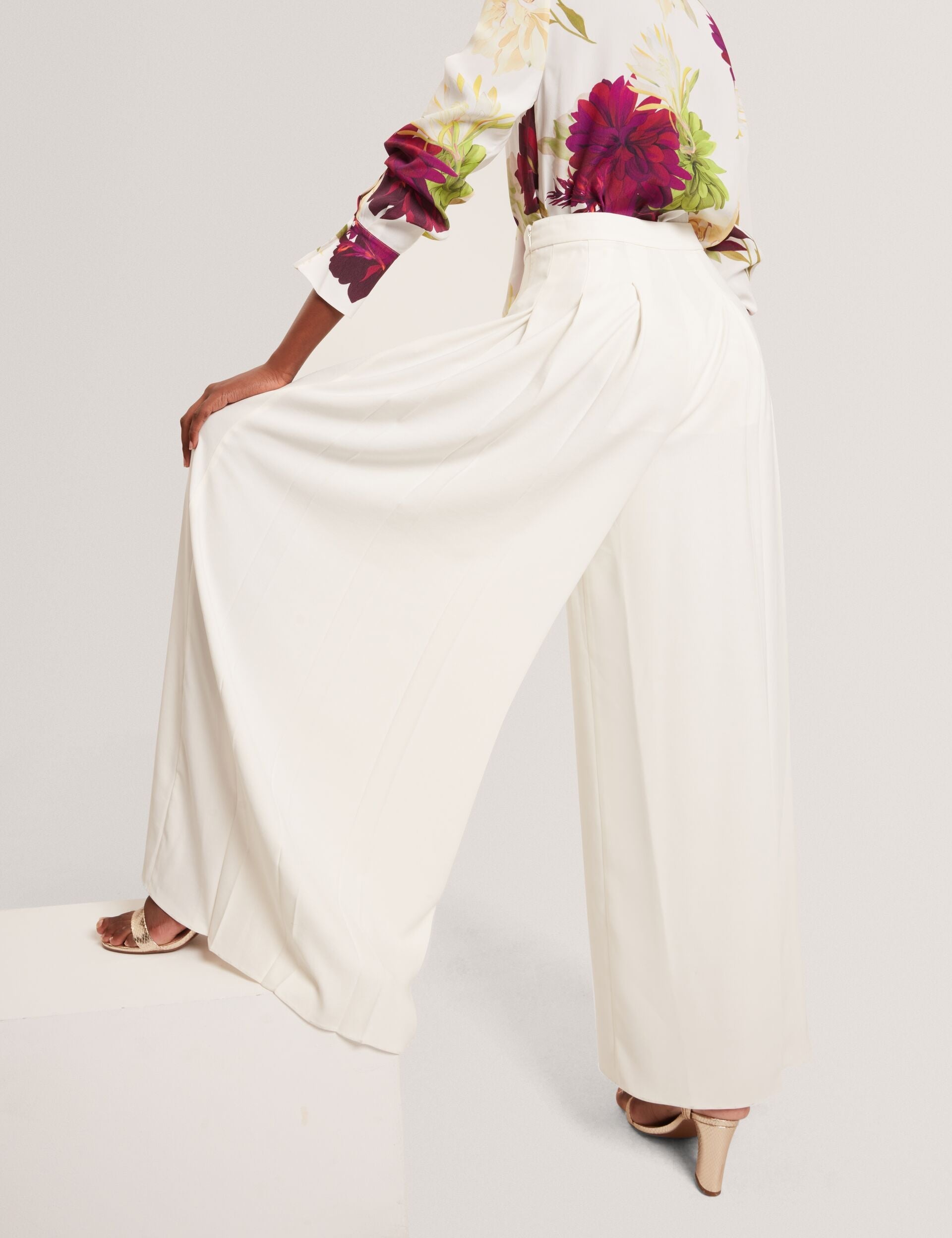 Ted Baker Duuva Box Pleat Crepe Wide Leg Trousers Women's