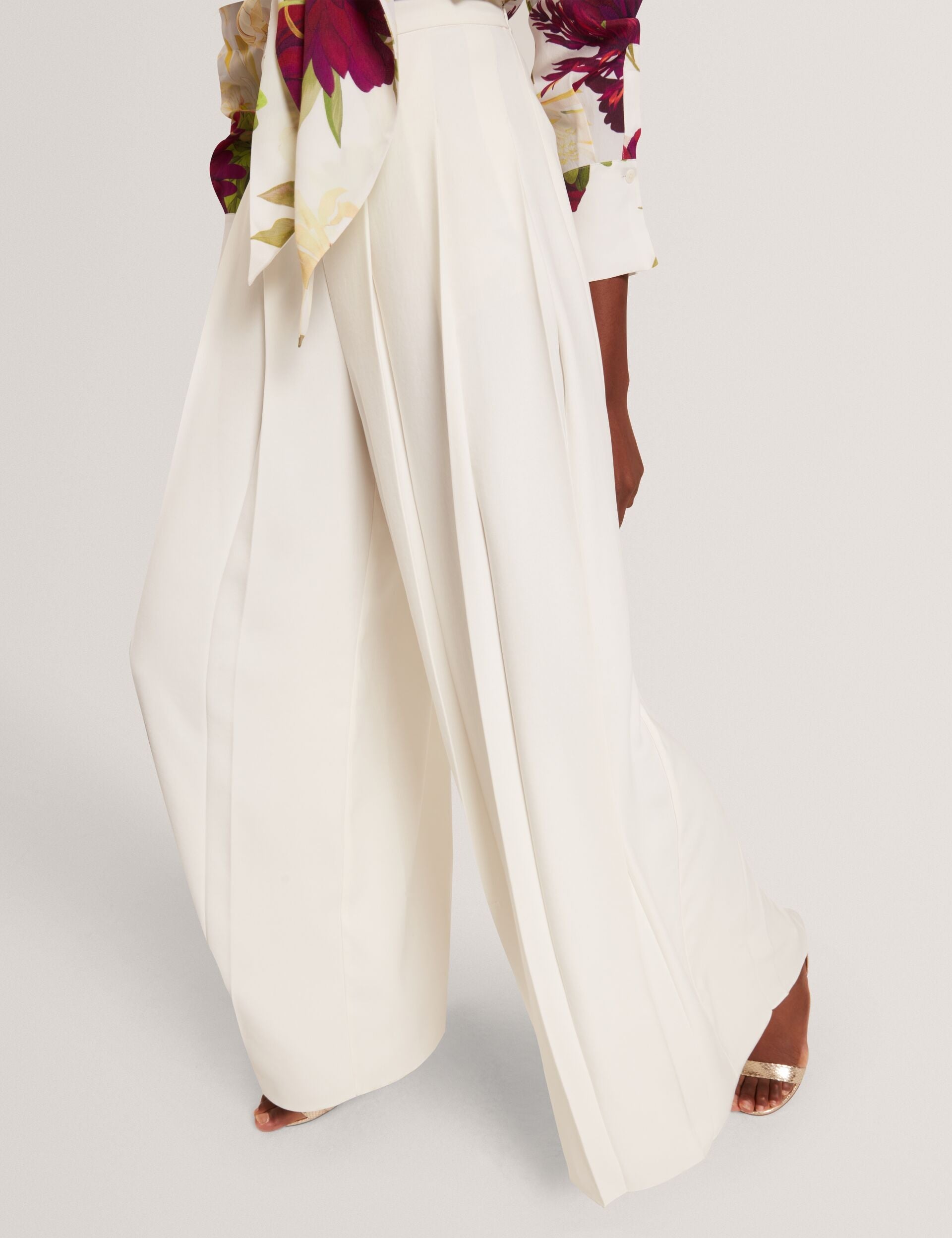 Ted Baker Duuva Box Pleat Crepe Wide Leg Trousers Women's