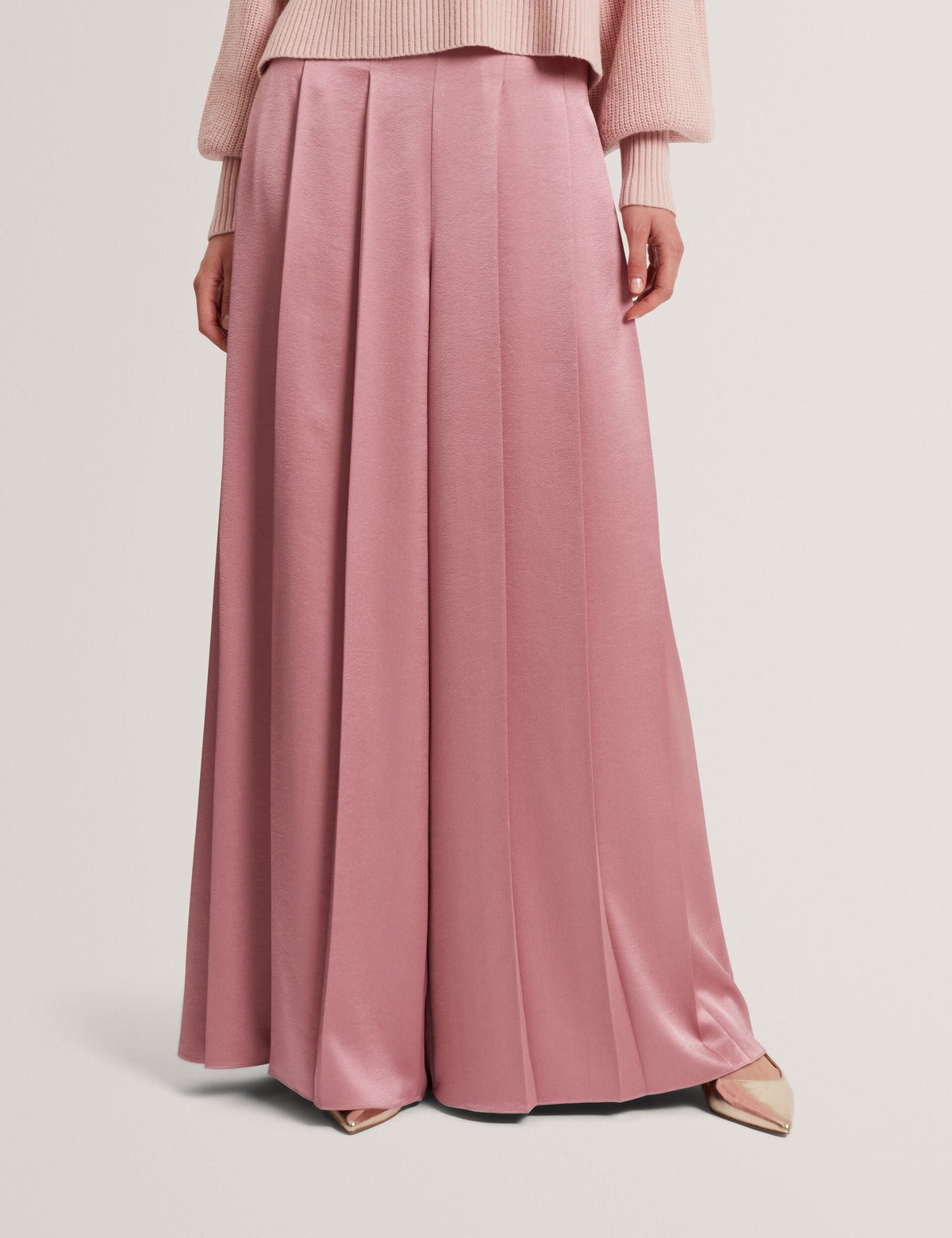 Ted Baker Duuva Satin Box Pleat Wide Leg Trousers Women's