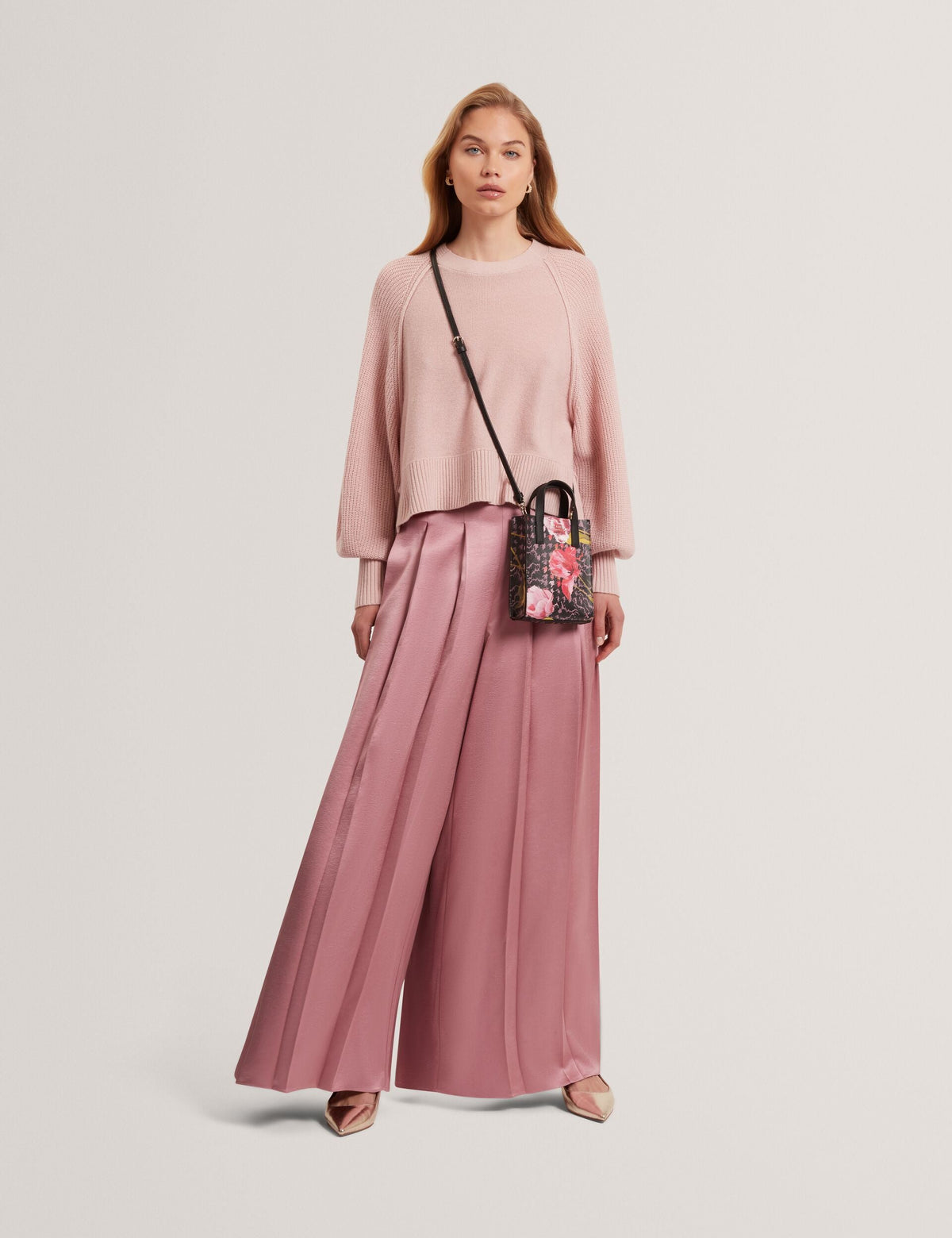 Ted Baker Duuva Satin Box Pleat Wide Leg Trousers Women's