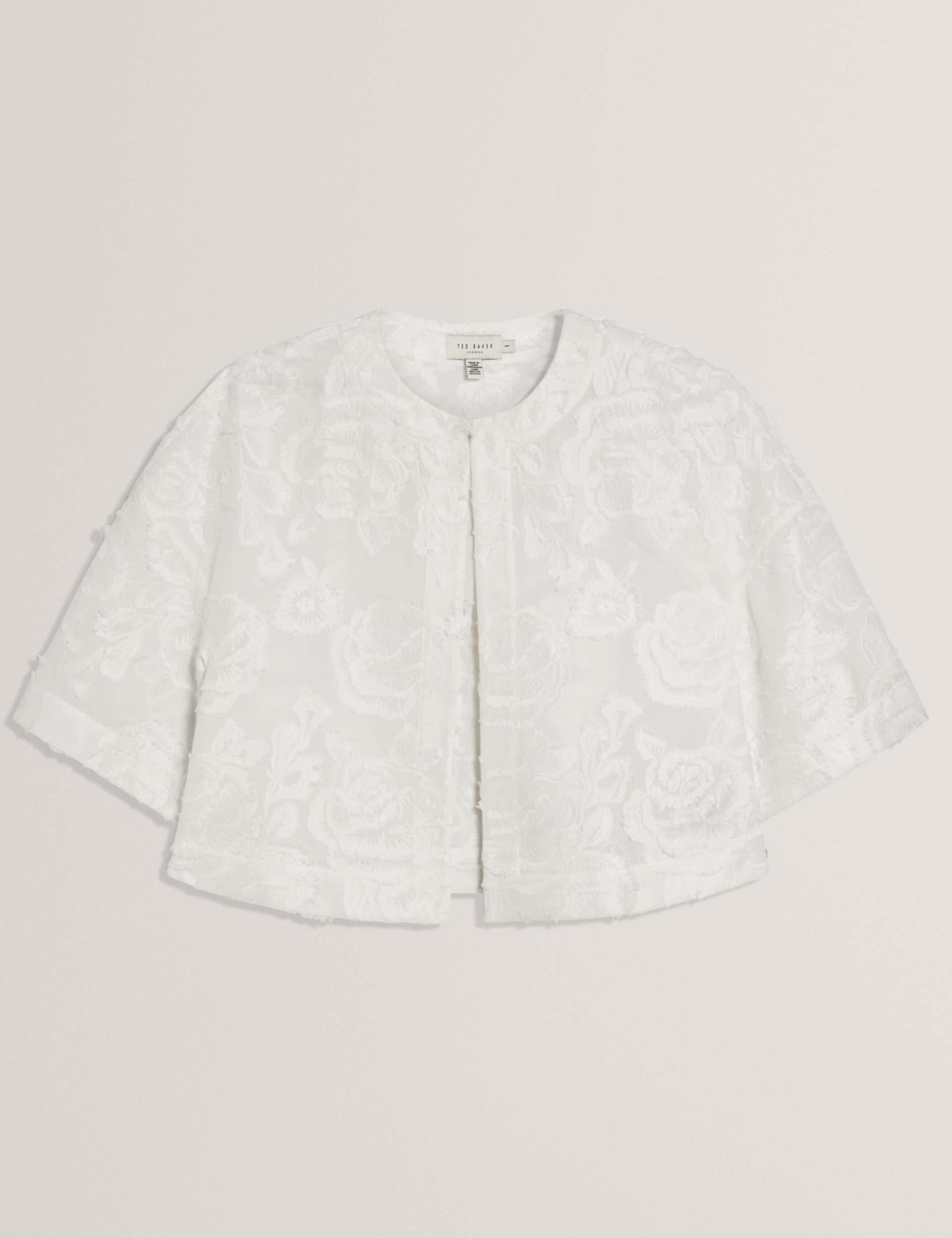 Ted Baker Faela Textured Rose Embroidery Boxy Cropped Jacket Women's