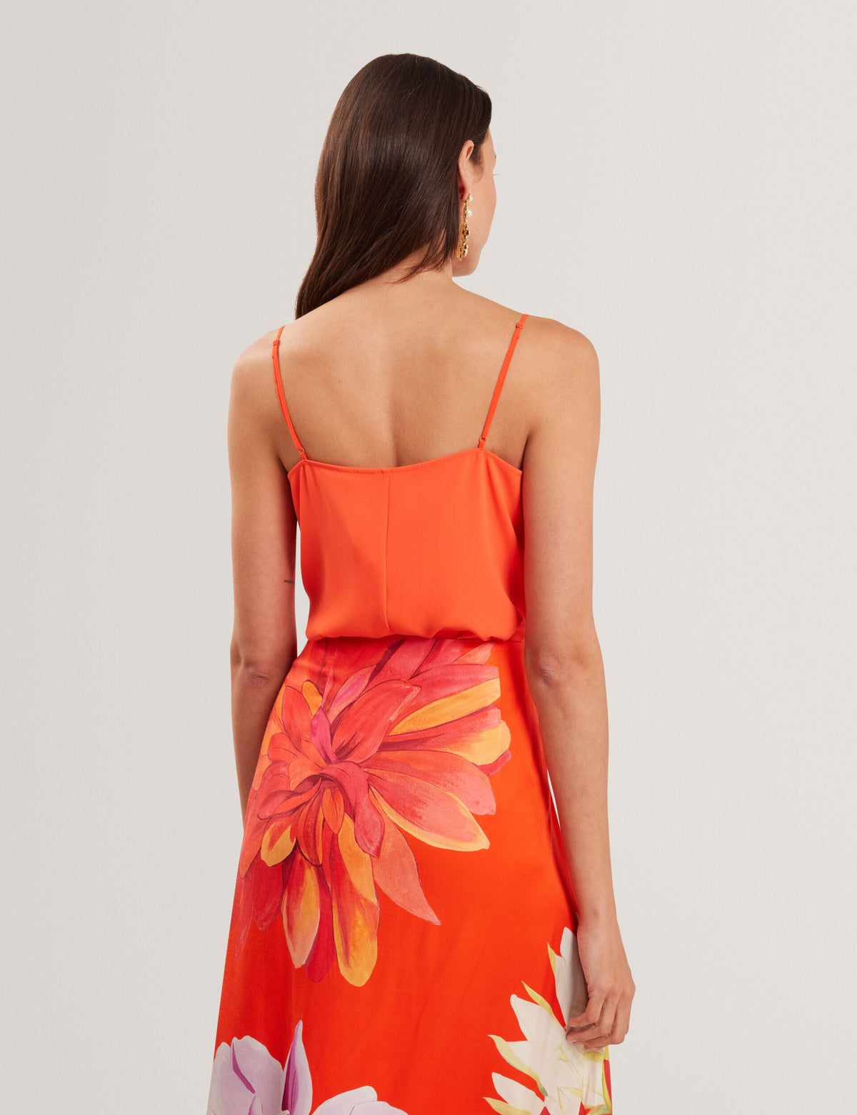 Ted Baker Lulea Chiffon Detail Vneck Strappy Cami Top In Orange Women's