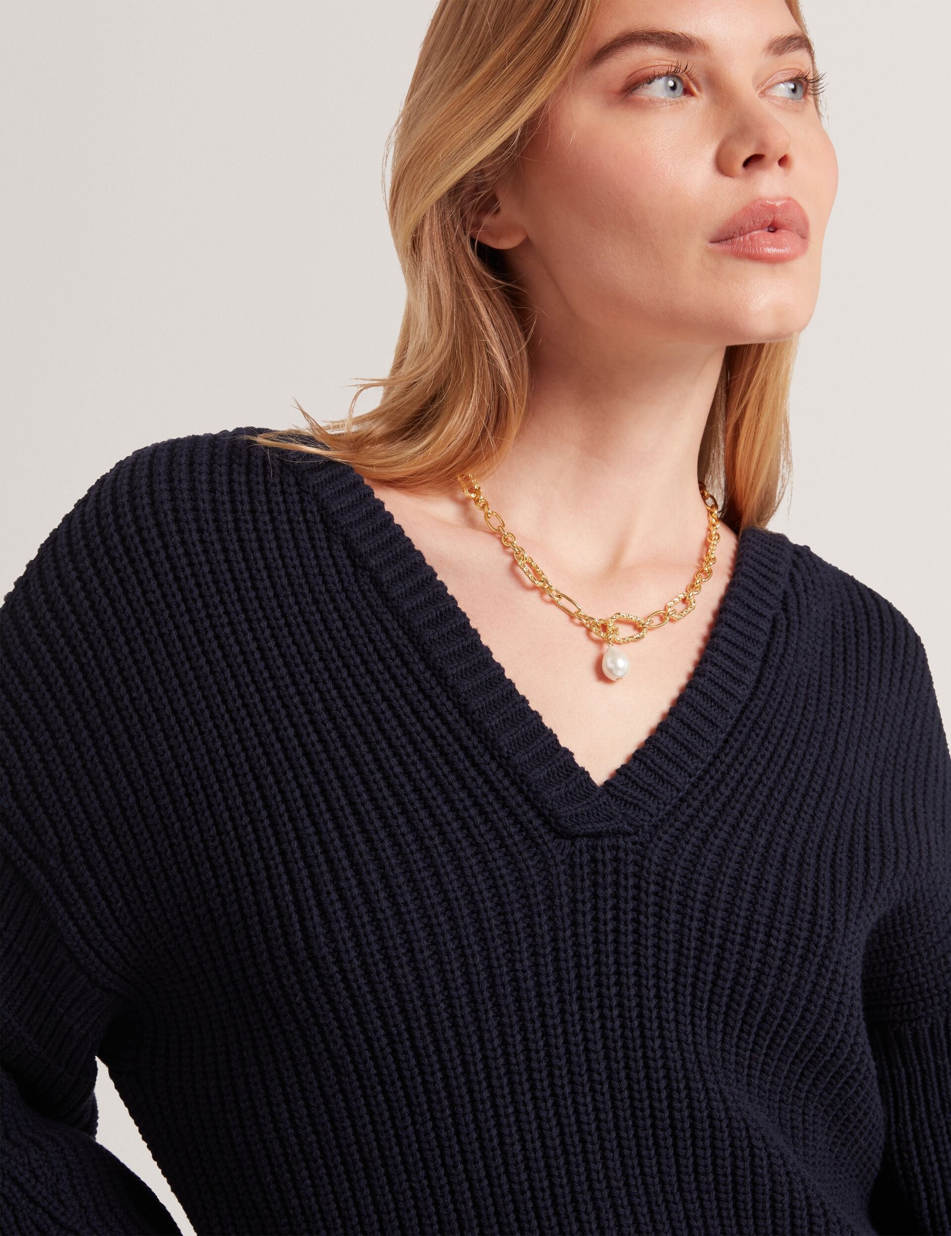Ted Baker Velmee Oversized V Neck Fisherman Knit Jumper Women's