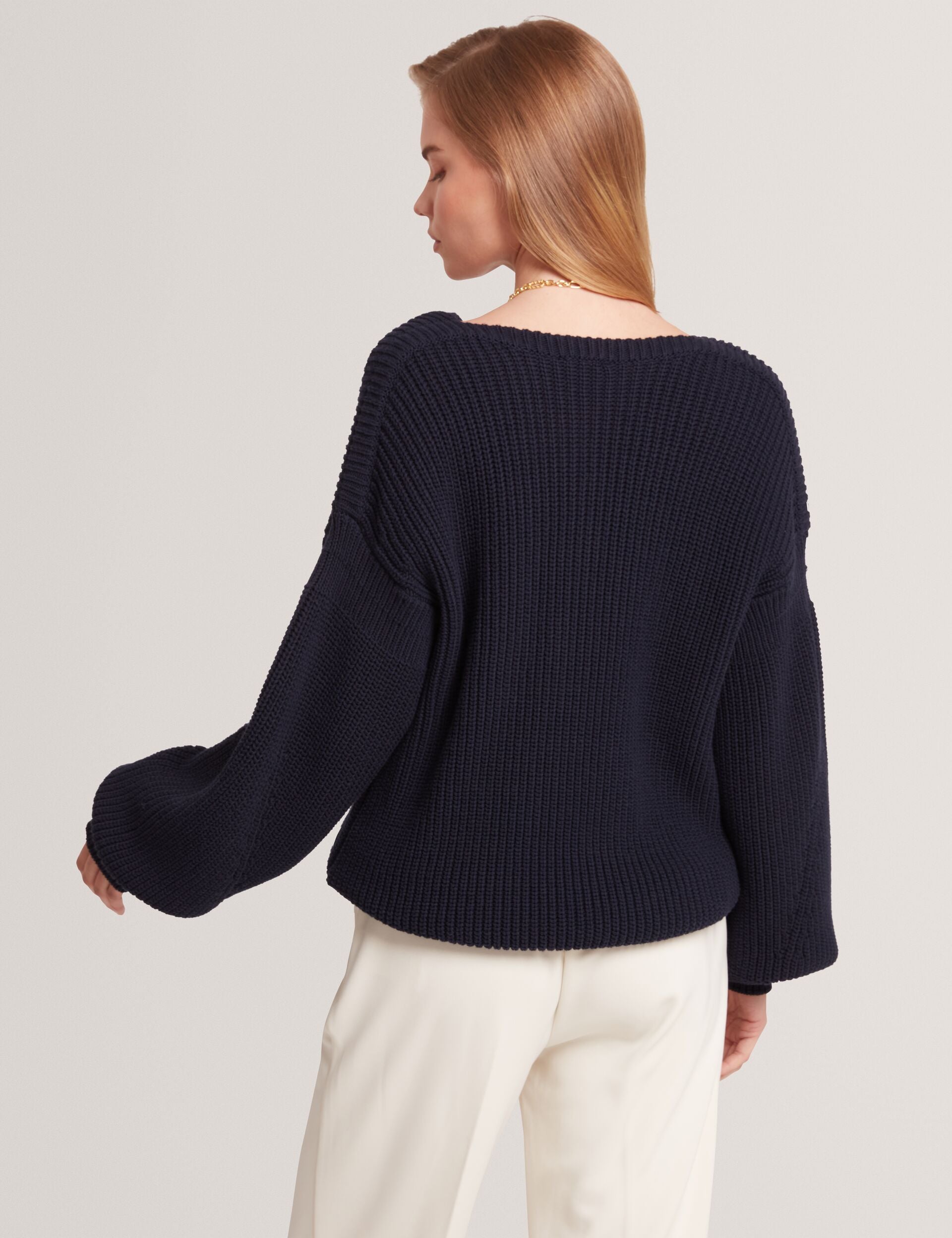Ted Baker Velmee Oversized V Neck Fisherman Knit Jumper Women's