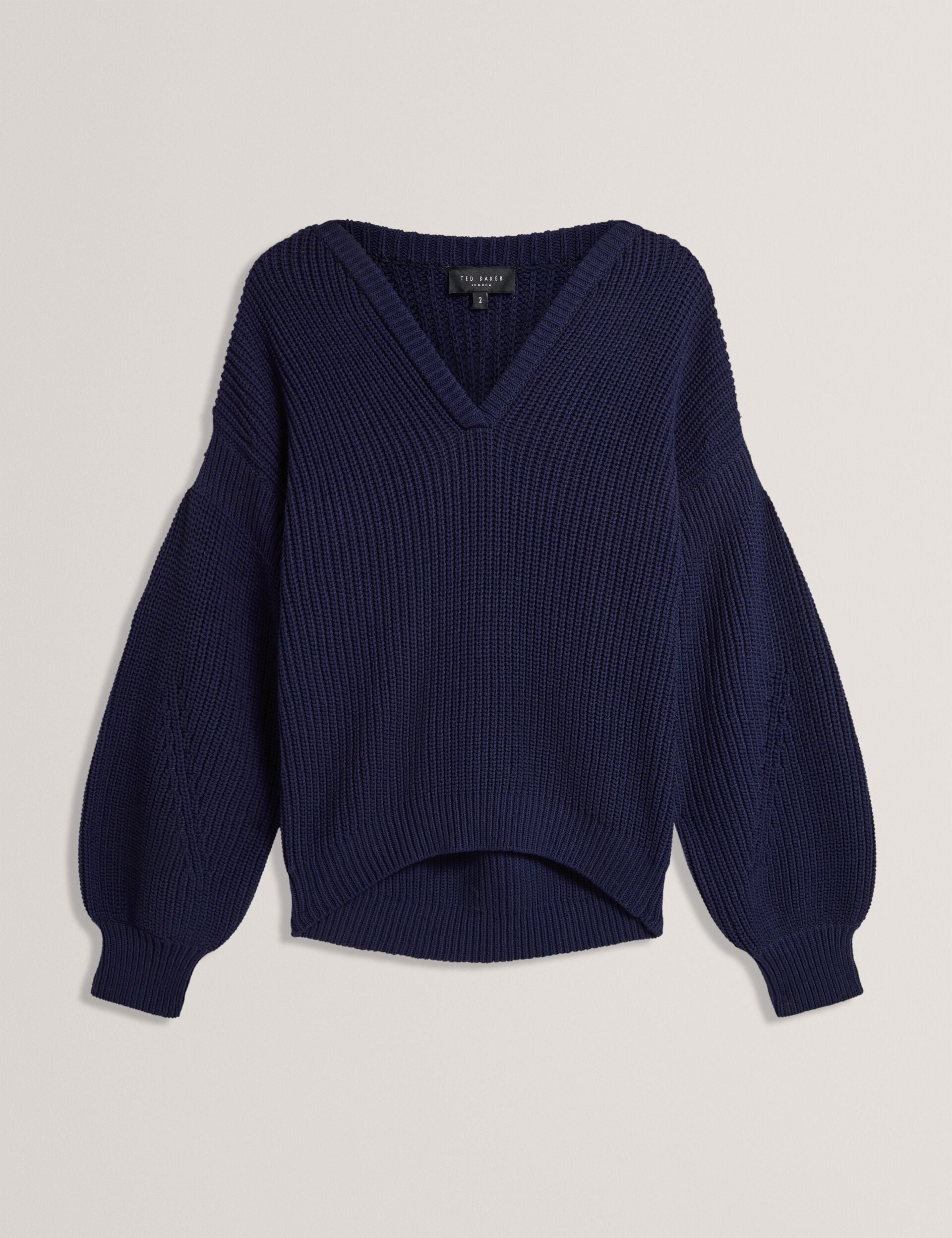 Ted Baker Velmee Oversized V Neck Fisherman Knit Jumper Women's