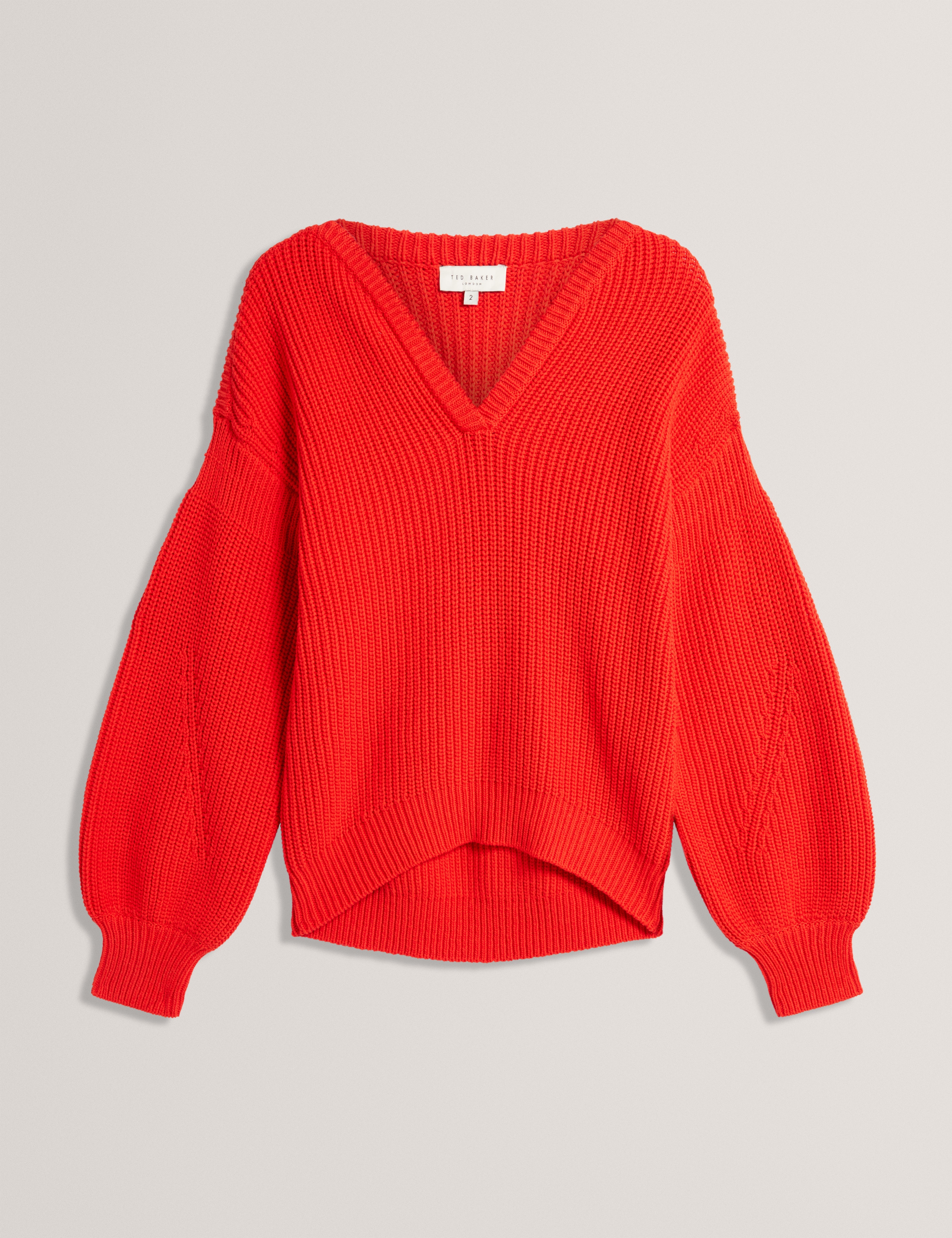 Ted Baker Velmee Oversized V Neck Fisherman Knit Jumper Women's
