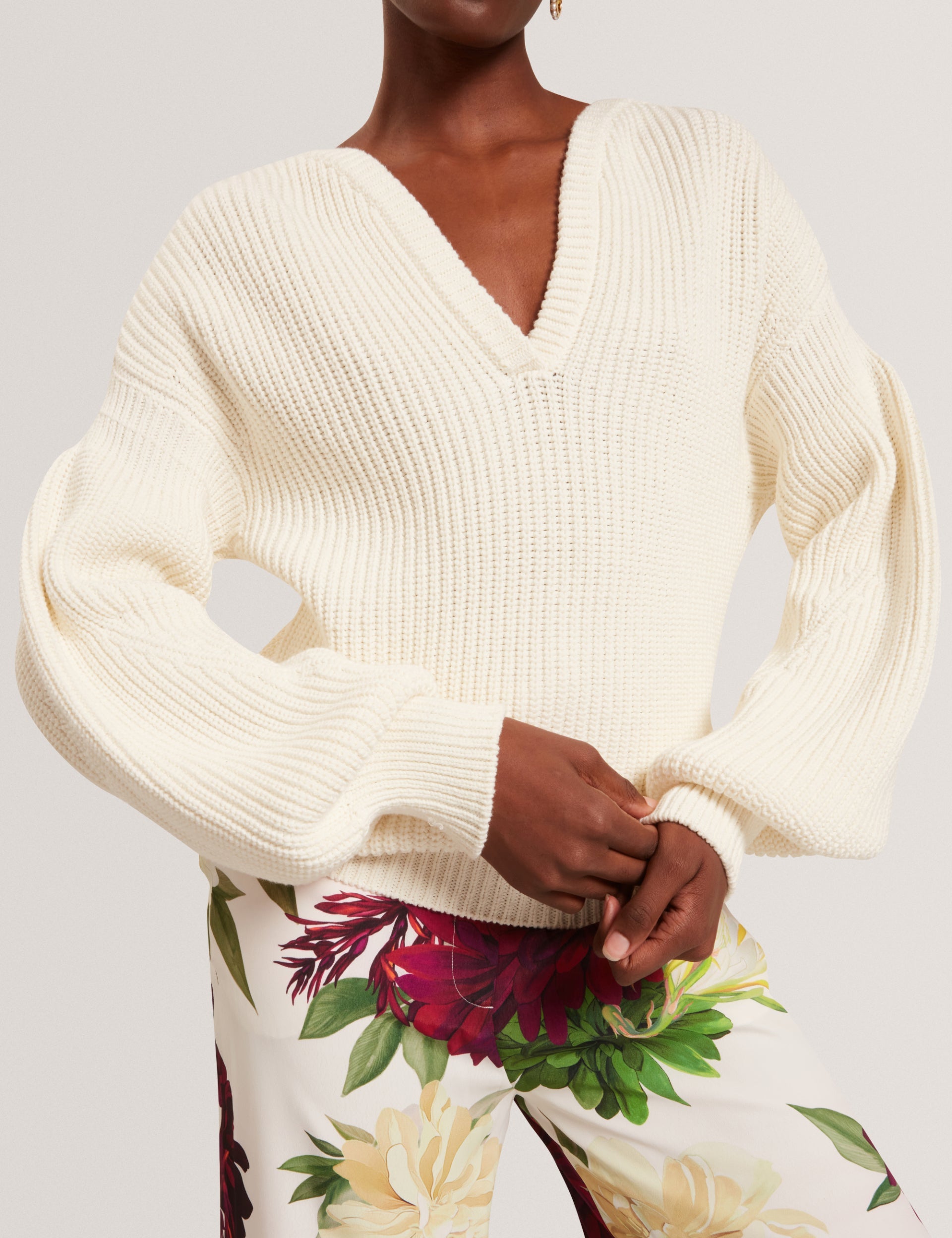 Ted Baker Velmee Oversized V Neck Fisherman Knit Jumper Women's