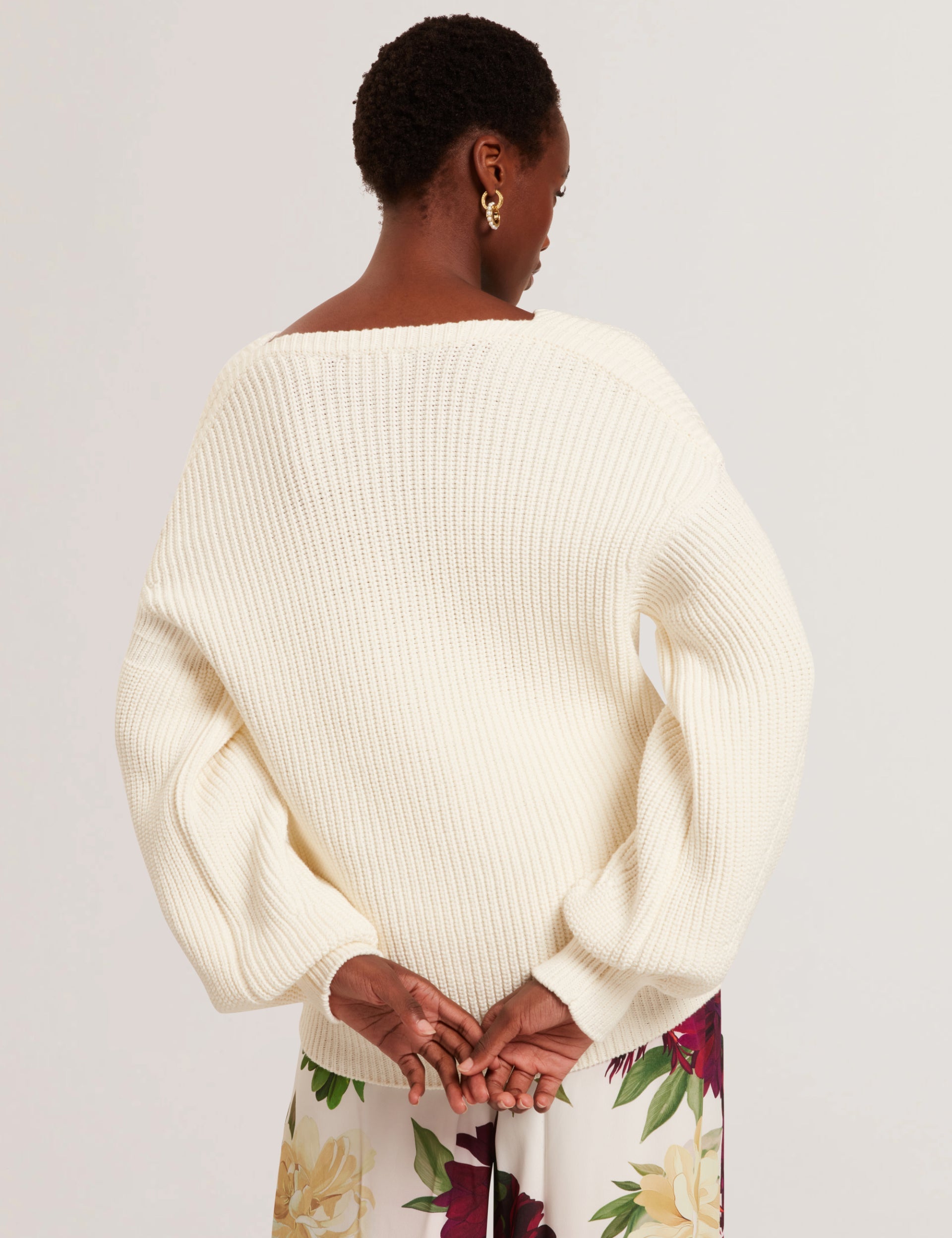 Ted Baker Velmee Oversized V Neck Fisherman Knit Jumper Women's
