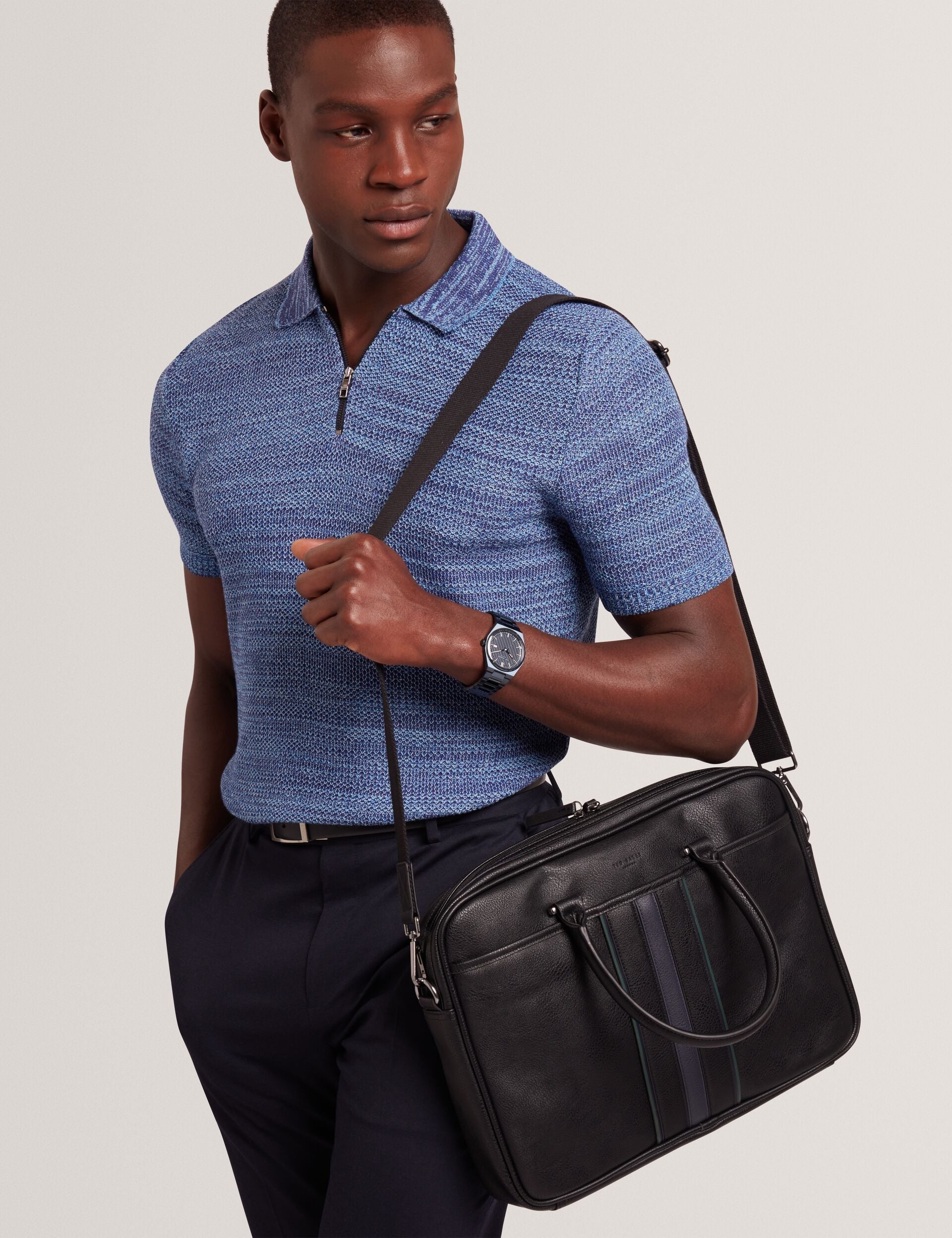 Ted Baker Kenriik Faux Leather Striped Panel Laptop Bag