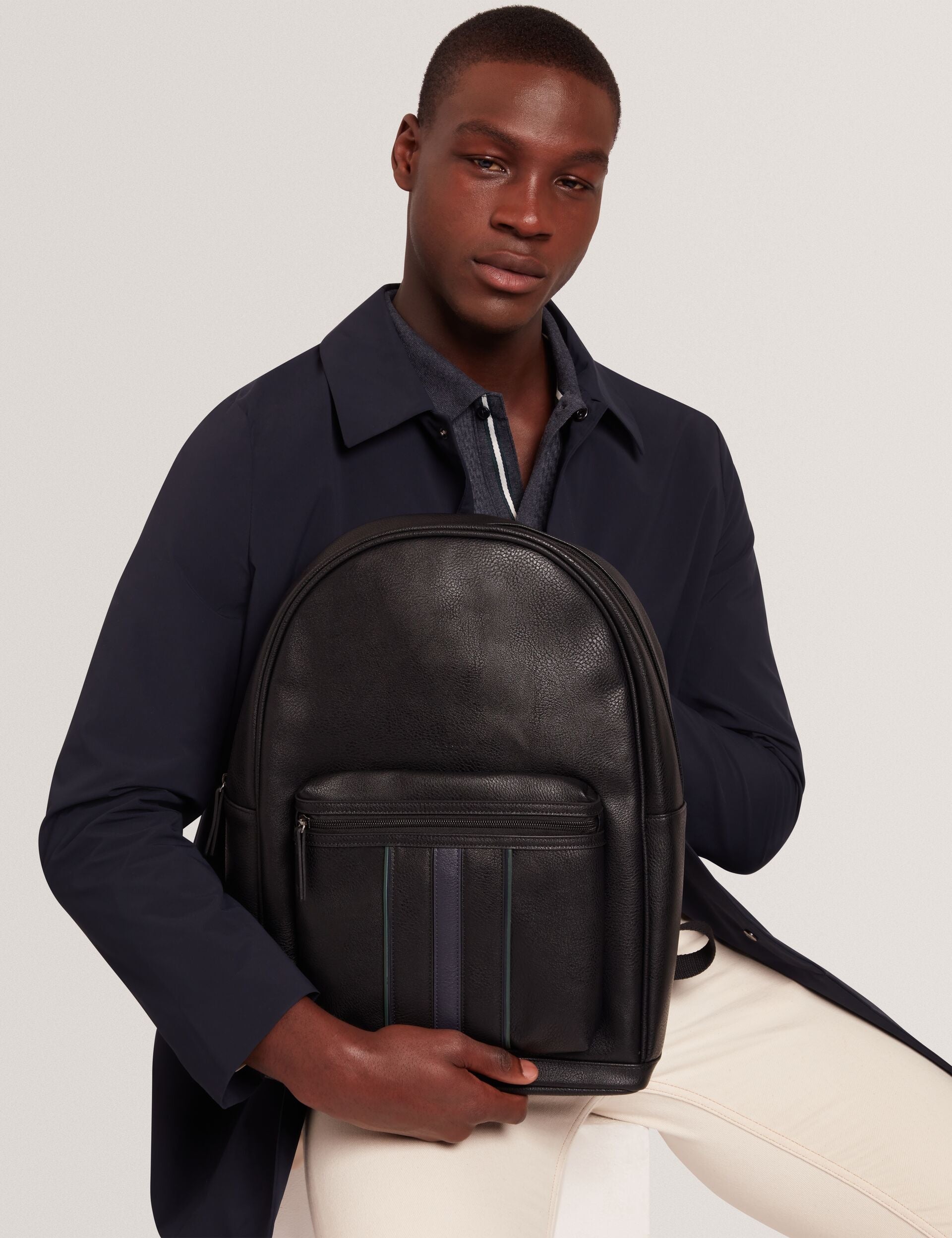 Ted Baker Keviin Faux Leather Striped Panel Backpack