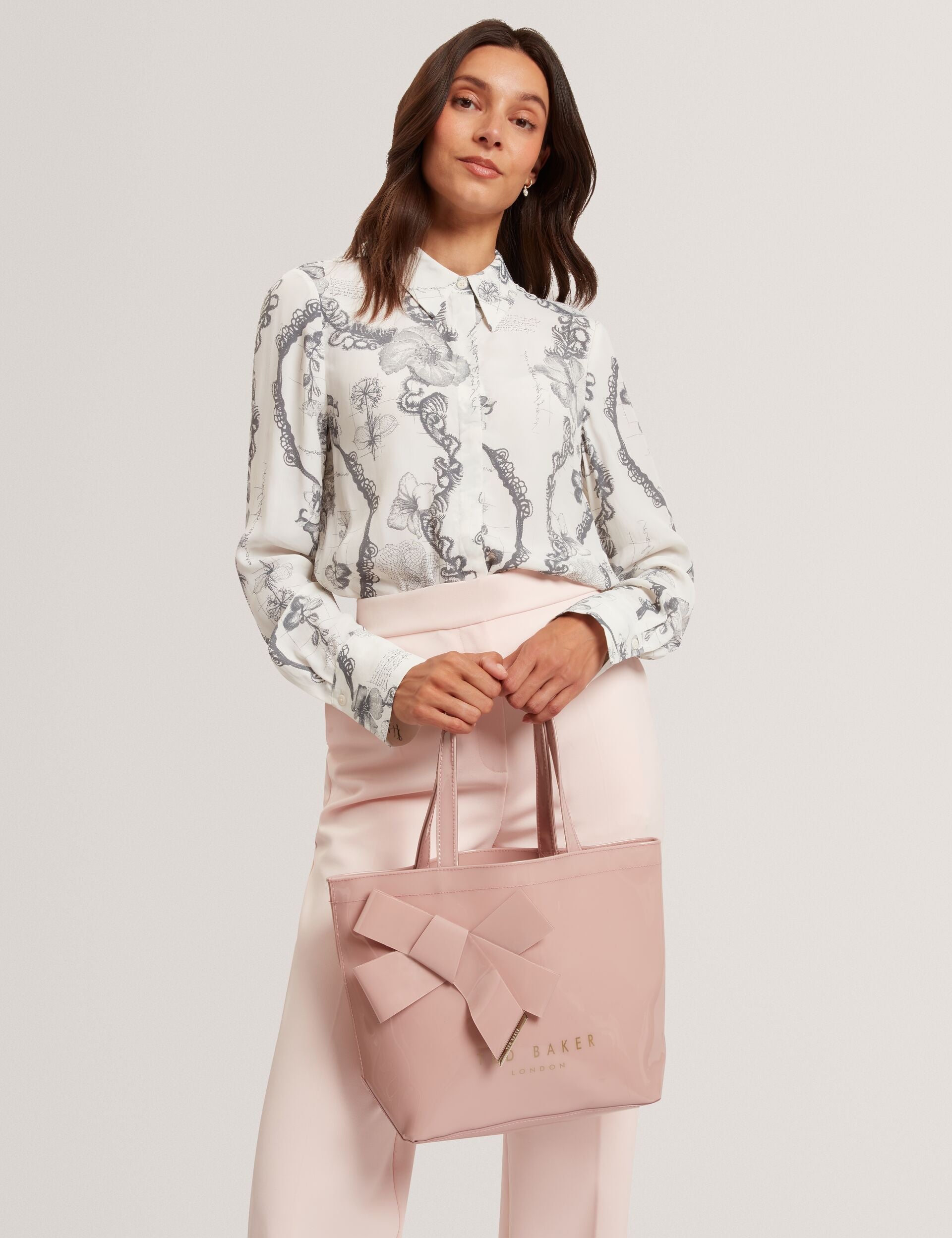 Ted Baker Nikicon Black Small Knot Bow Vinyl Icon Tote Bag Women's