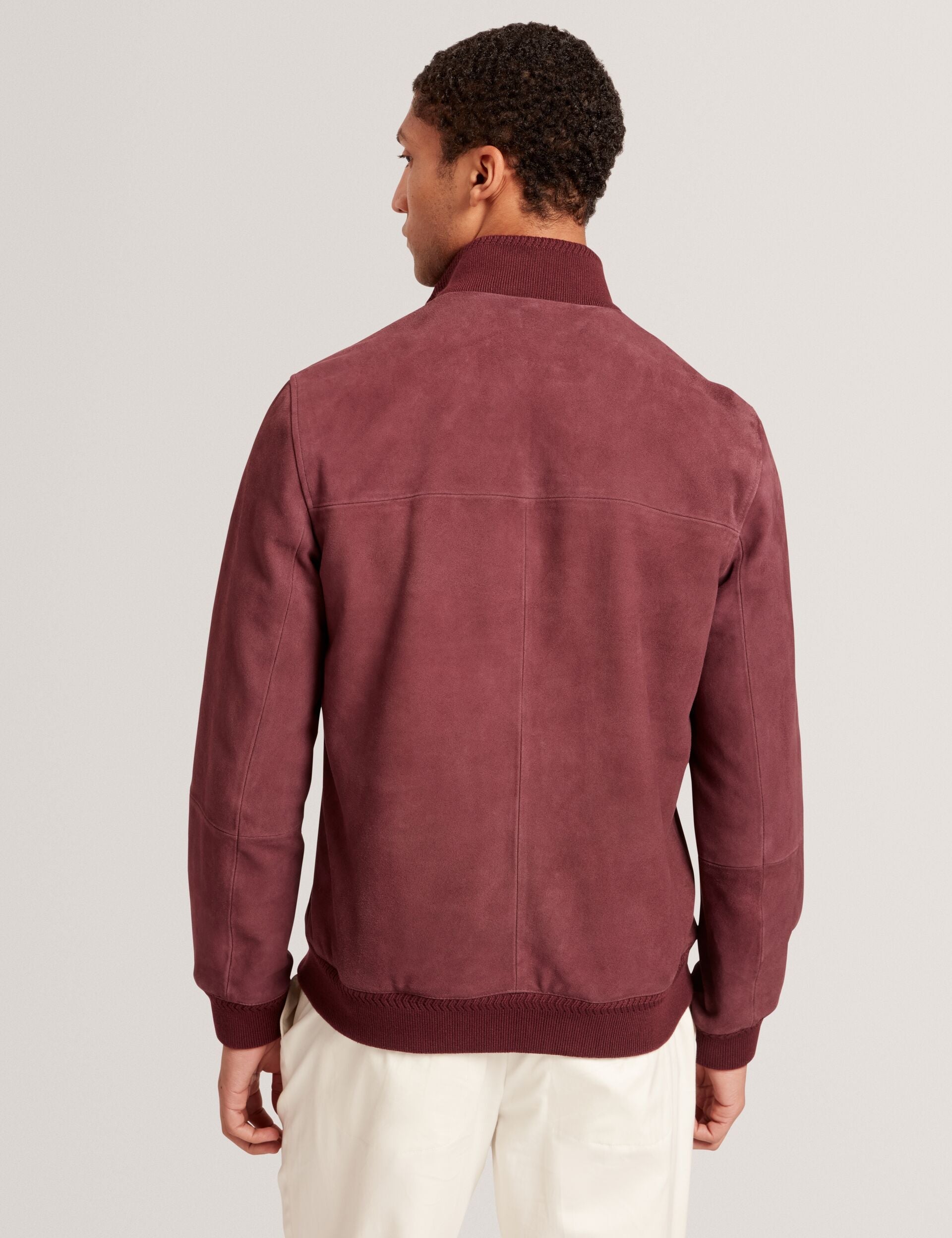 Ted Baker Peveril Suede Funnel Neck Zip Bomber Jacket