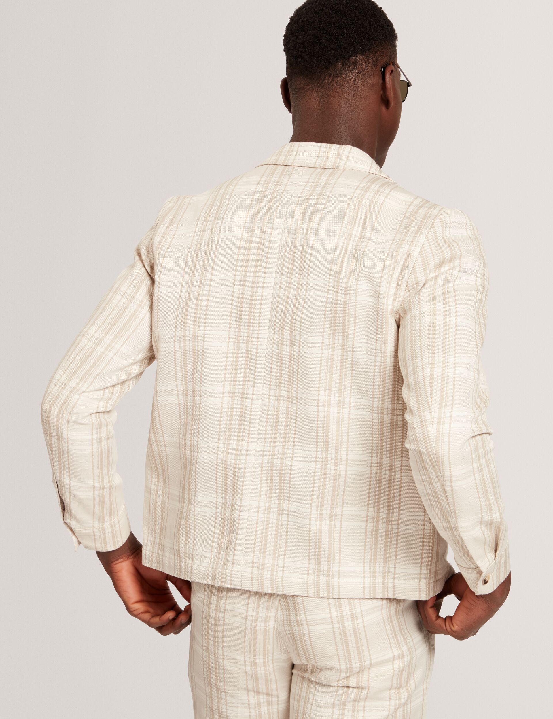 Ted Baker Arrigoh Checked Cotton Linen Harrington Zip Jacket