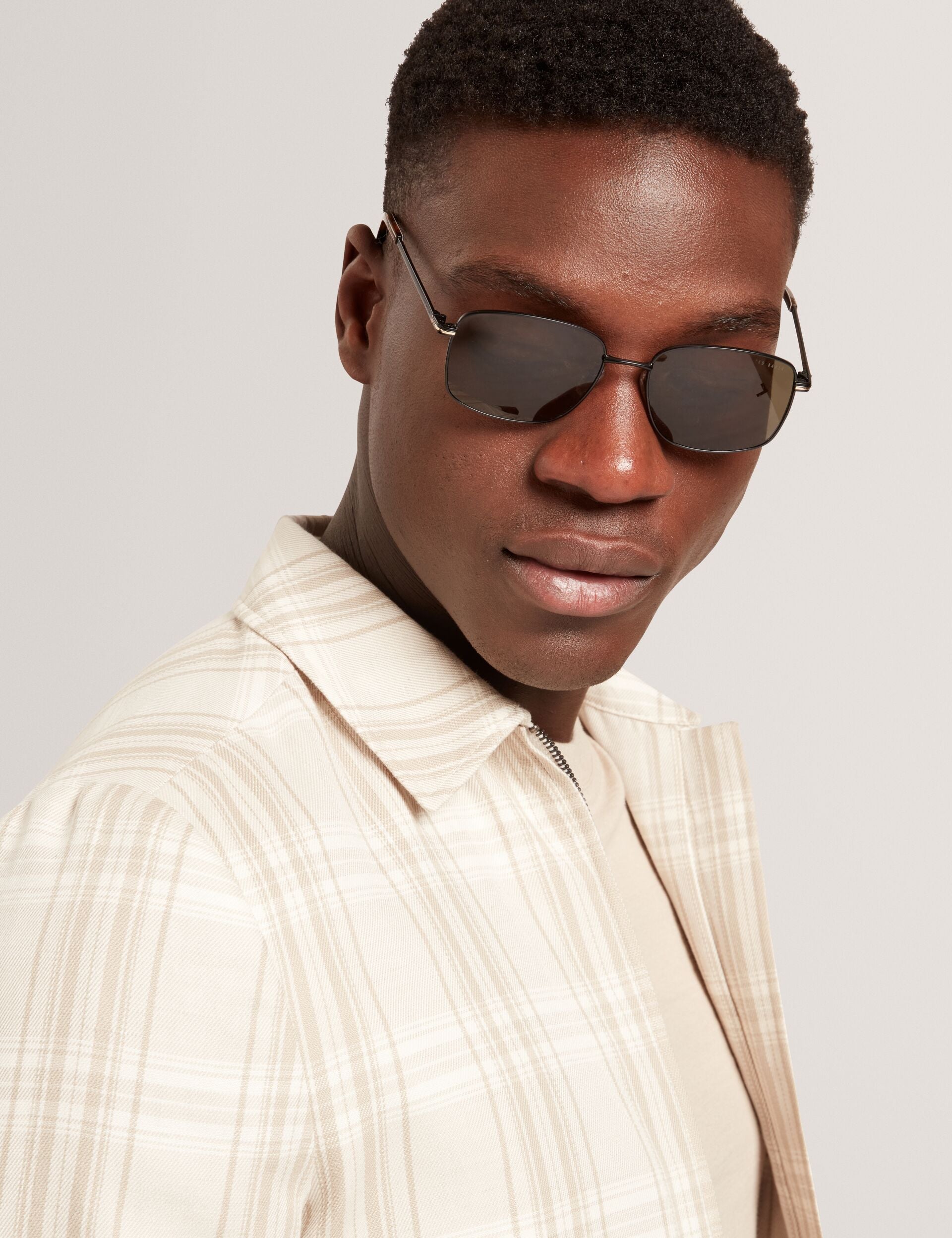 Ted Baker Arrigoh Checked Cotton Linen Harrington Zip Jacket