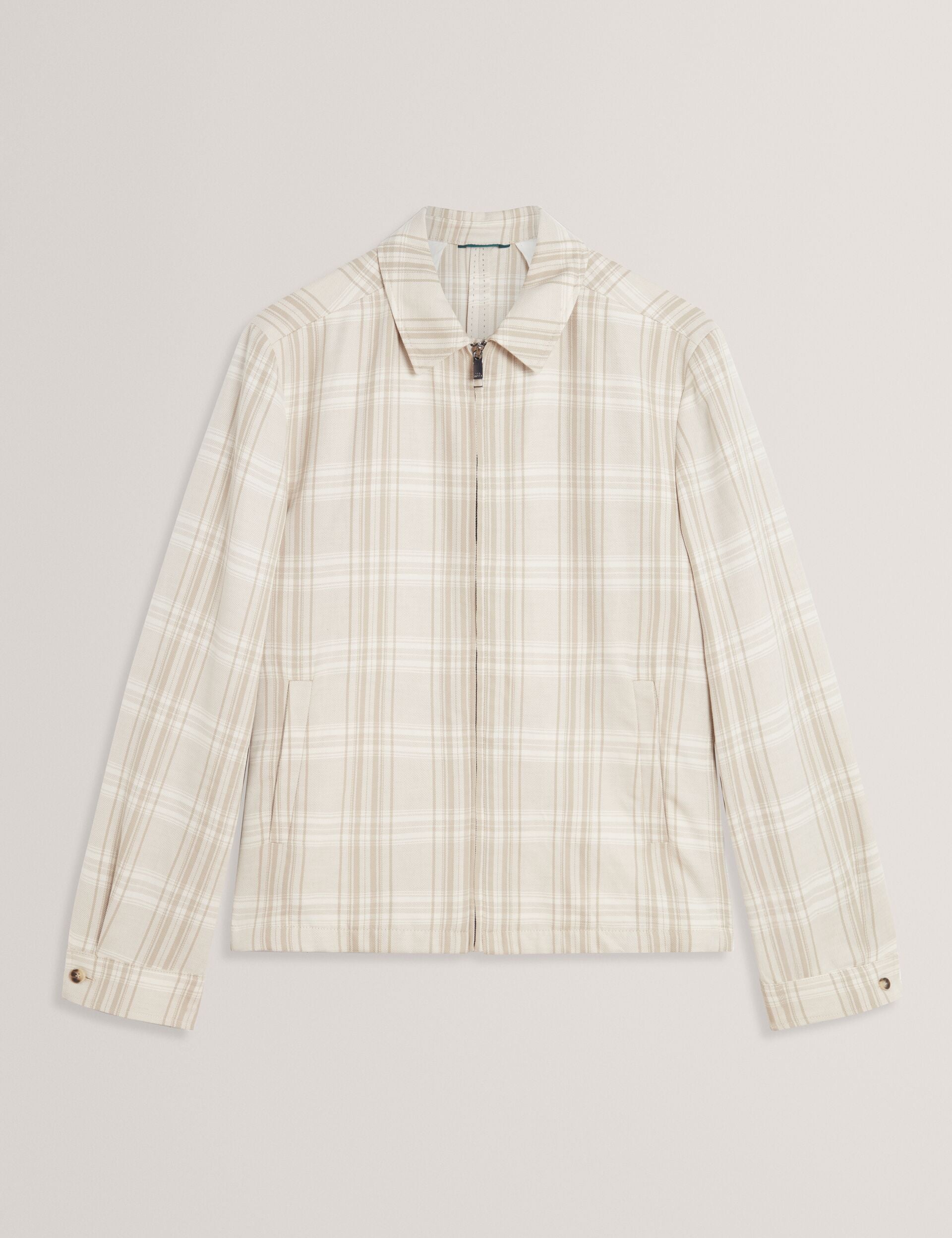 Ted Baker Arrigoh Checked Cotton Linen Harrington Zip Jacket