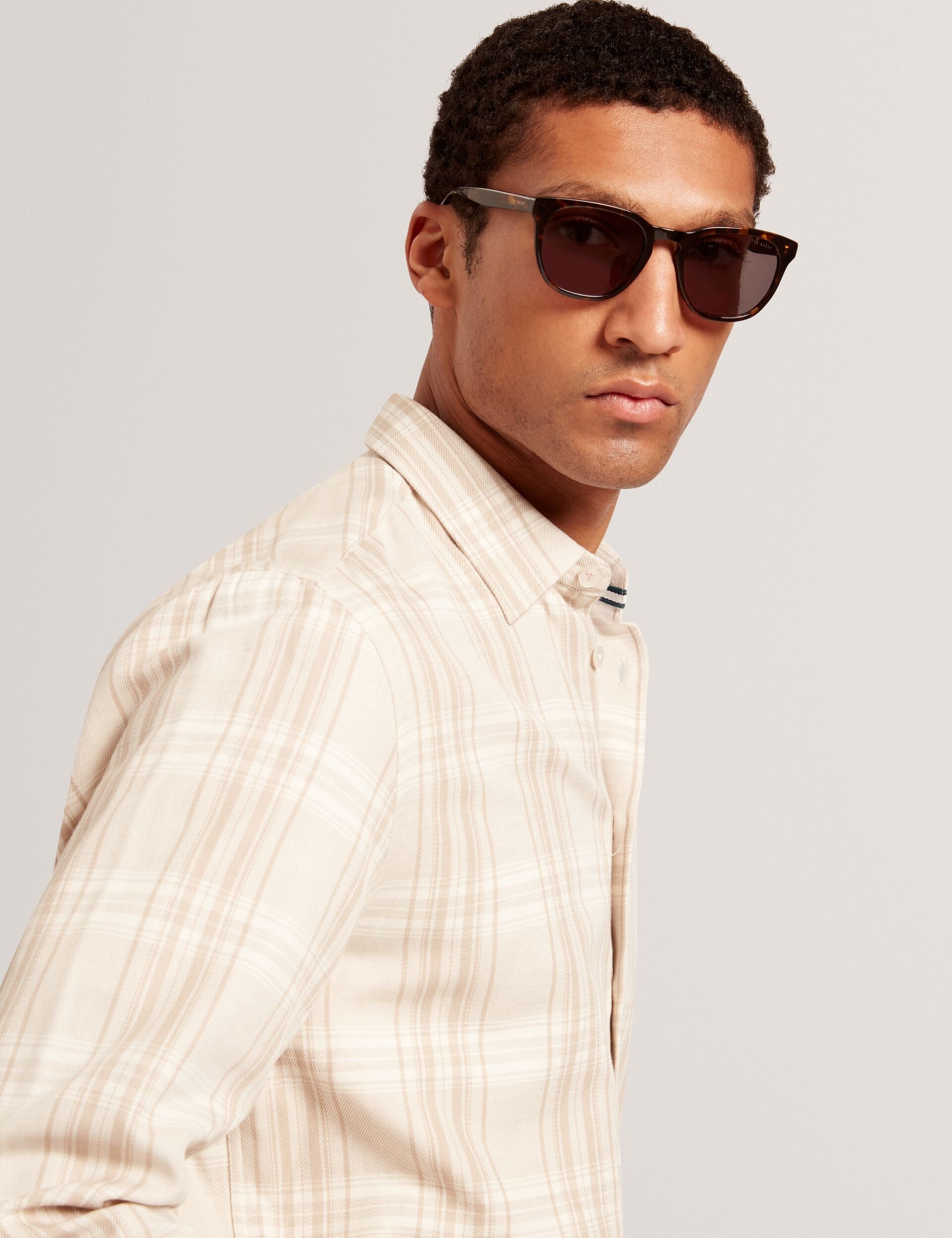 Ted Baker Zeuso Tonal Check Cotton Linen Overshirt