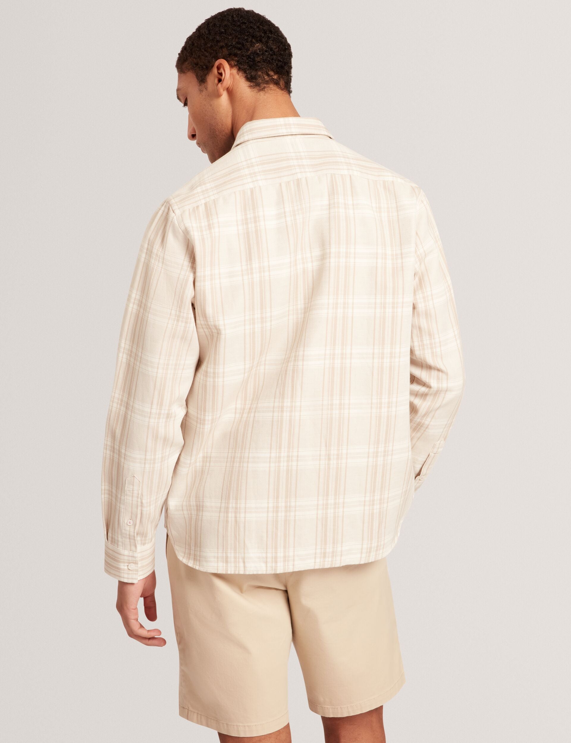 Ted Baker Zeuso Tonal Check Cotton Linen Overshirt