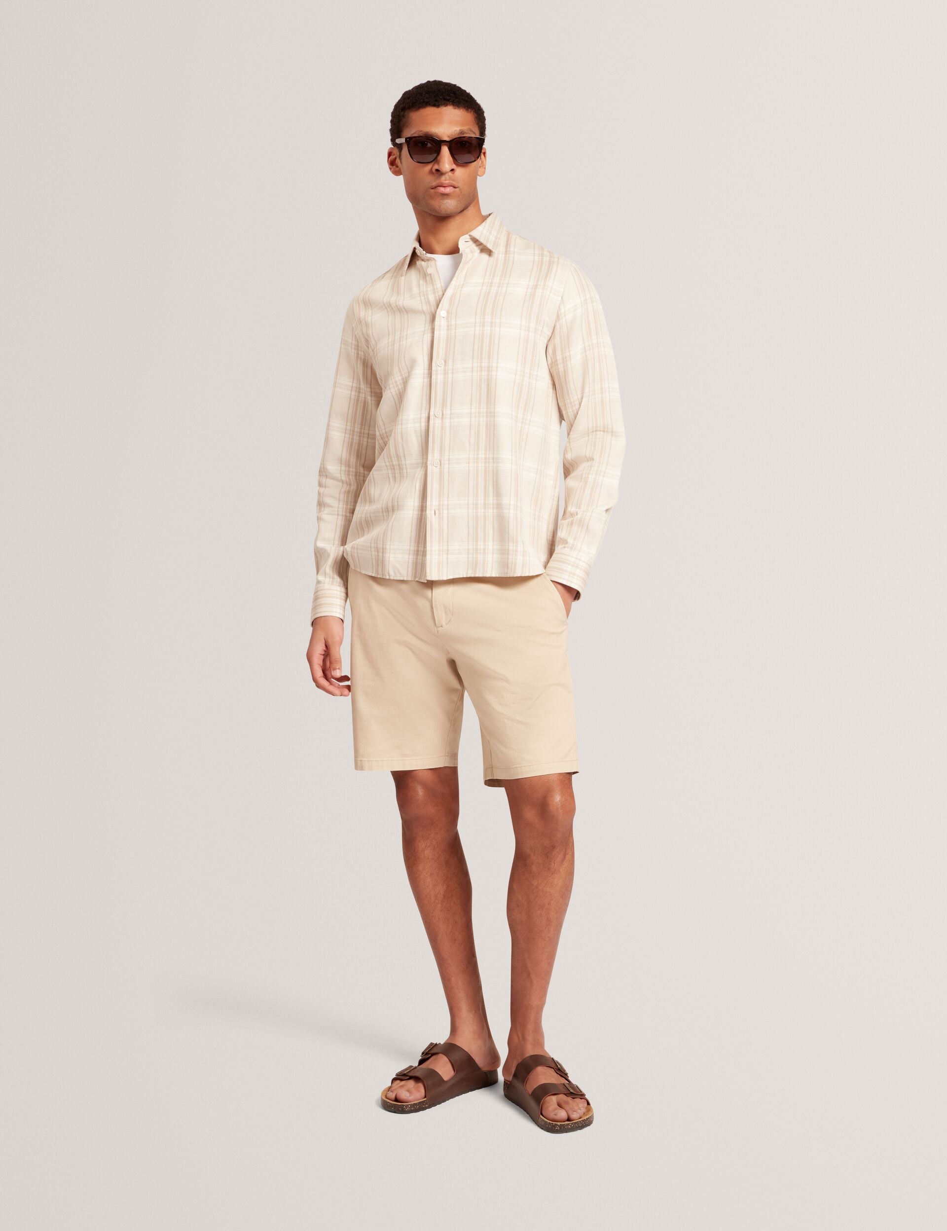 Ted Baker Zeuso Tonal Check Cotton Linen Overshirt