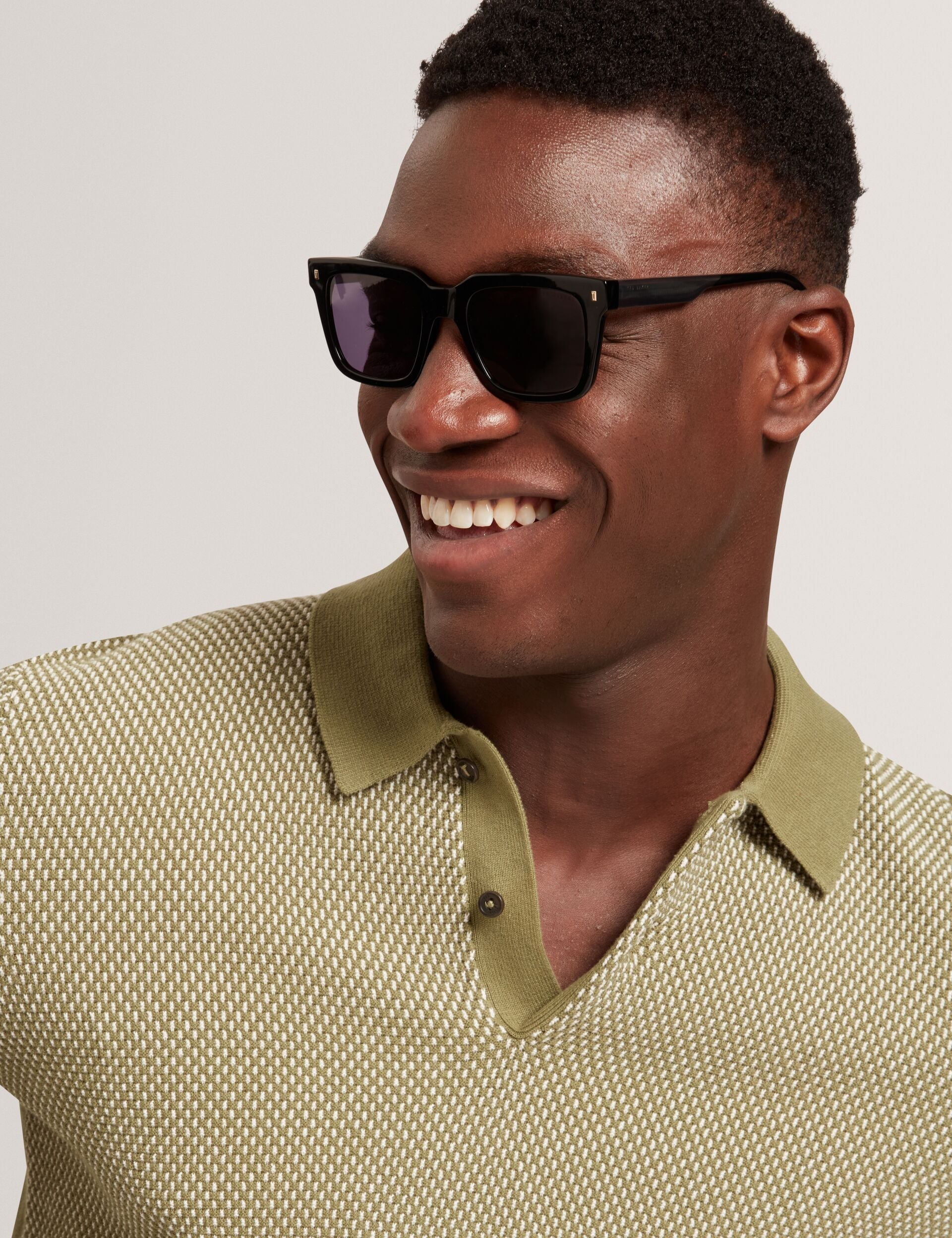 Ted Baker Ardo Textured Front Knitted Long Sleeve Polo Shirt