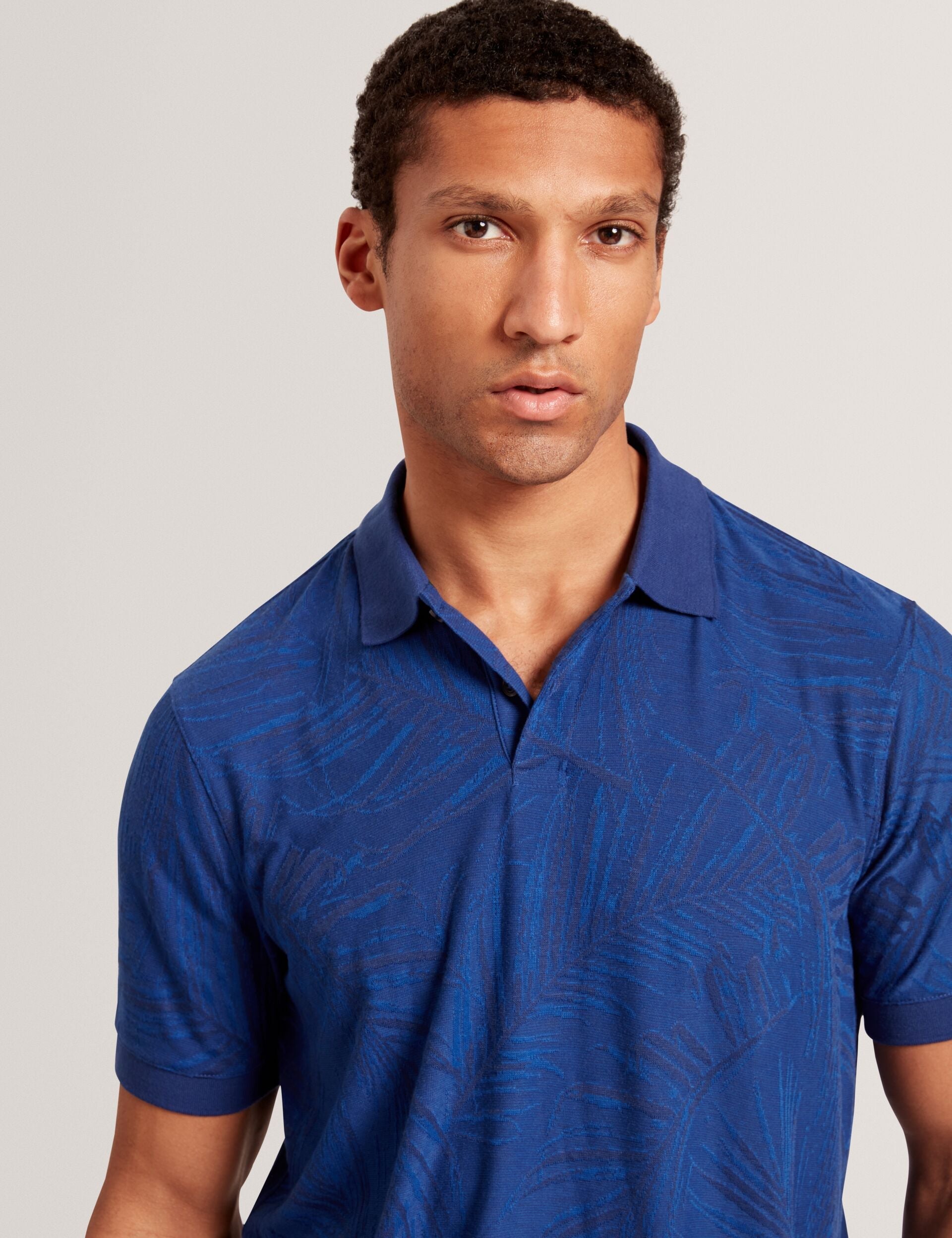 Ted Baker Edwine Jacquard Leaf Print Short Sleeve Polo