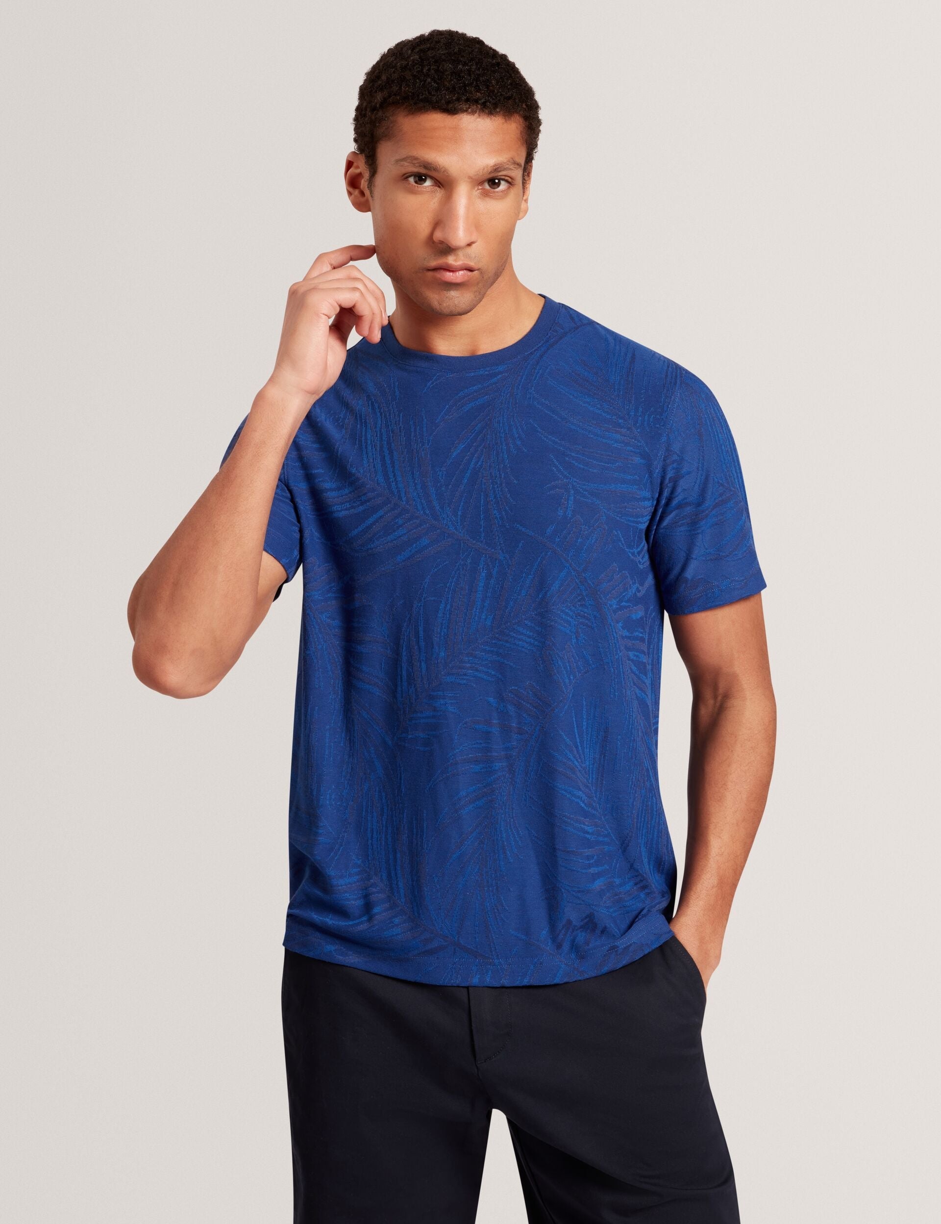 Ted Baker Jessper Jacquard Leaf Print Short Sleeve Tshirt
