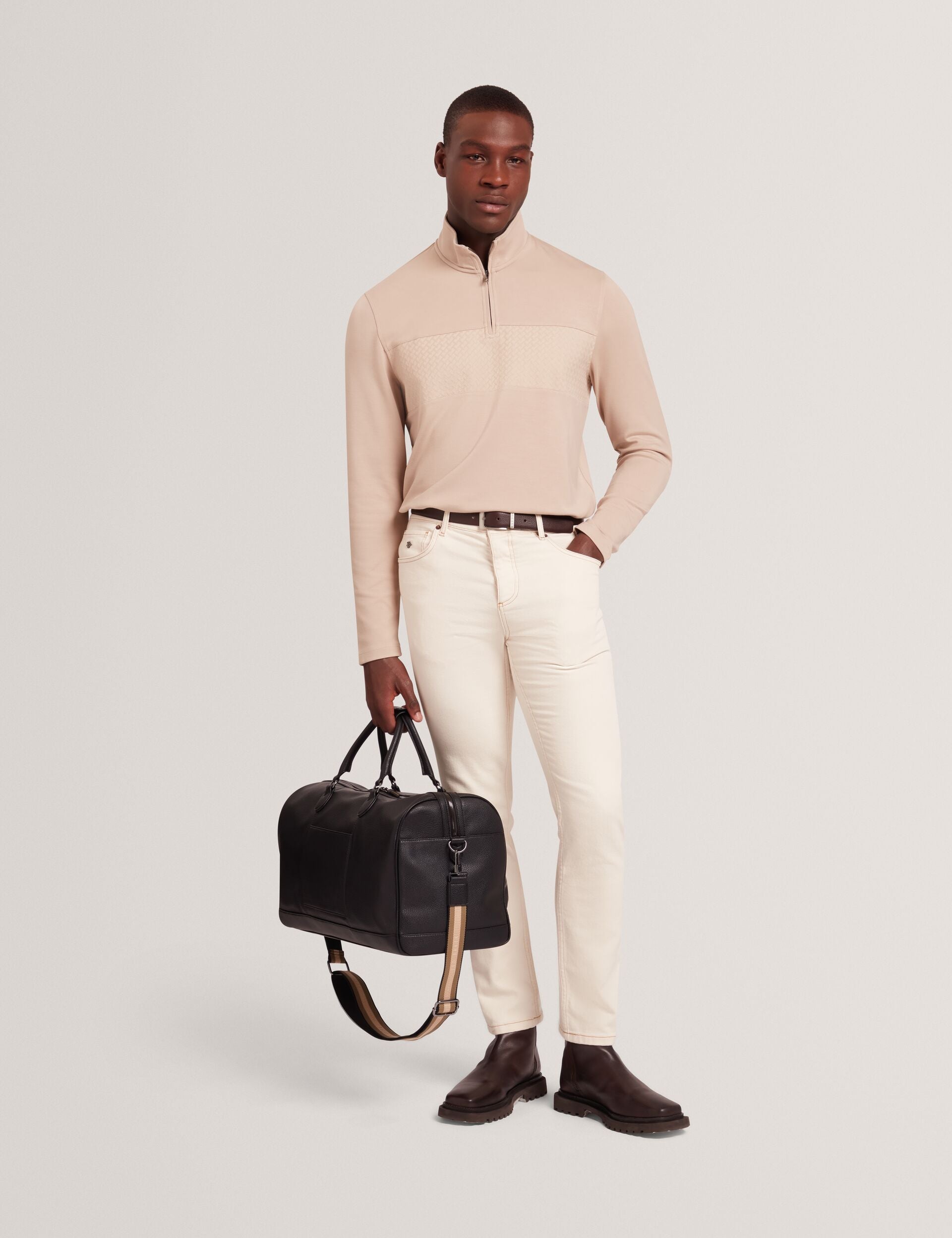 Ted Baker Simonea Textured Panel Halfzip Modal Sweatshirt