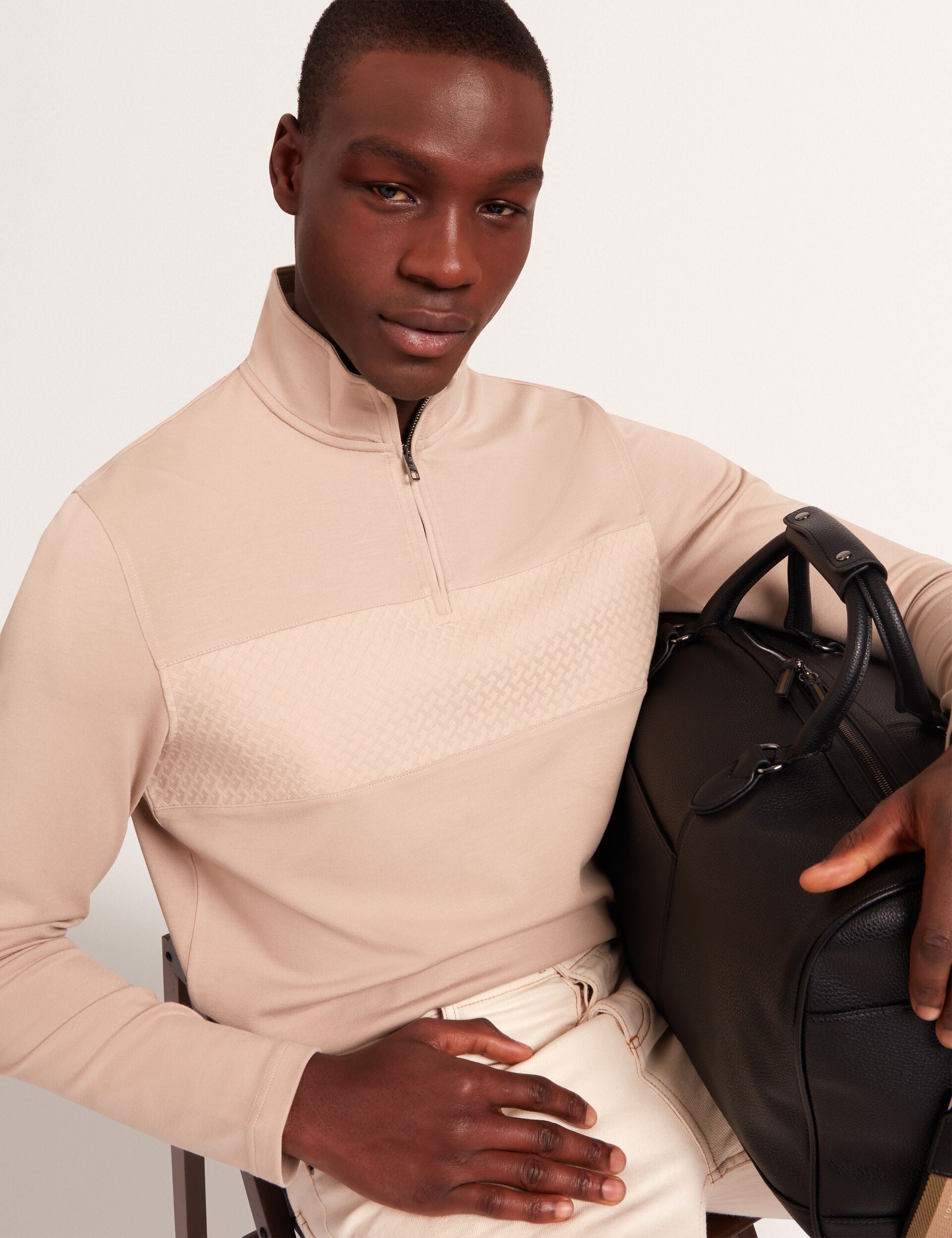 Ted Baker Simonea Textured Panel Halfzip Modal Sweatshirt