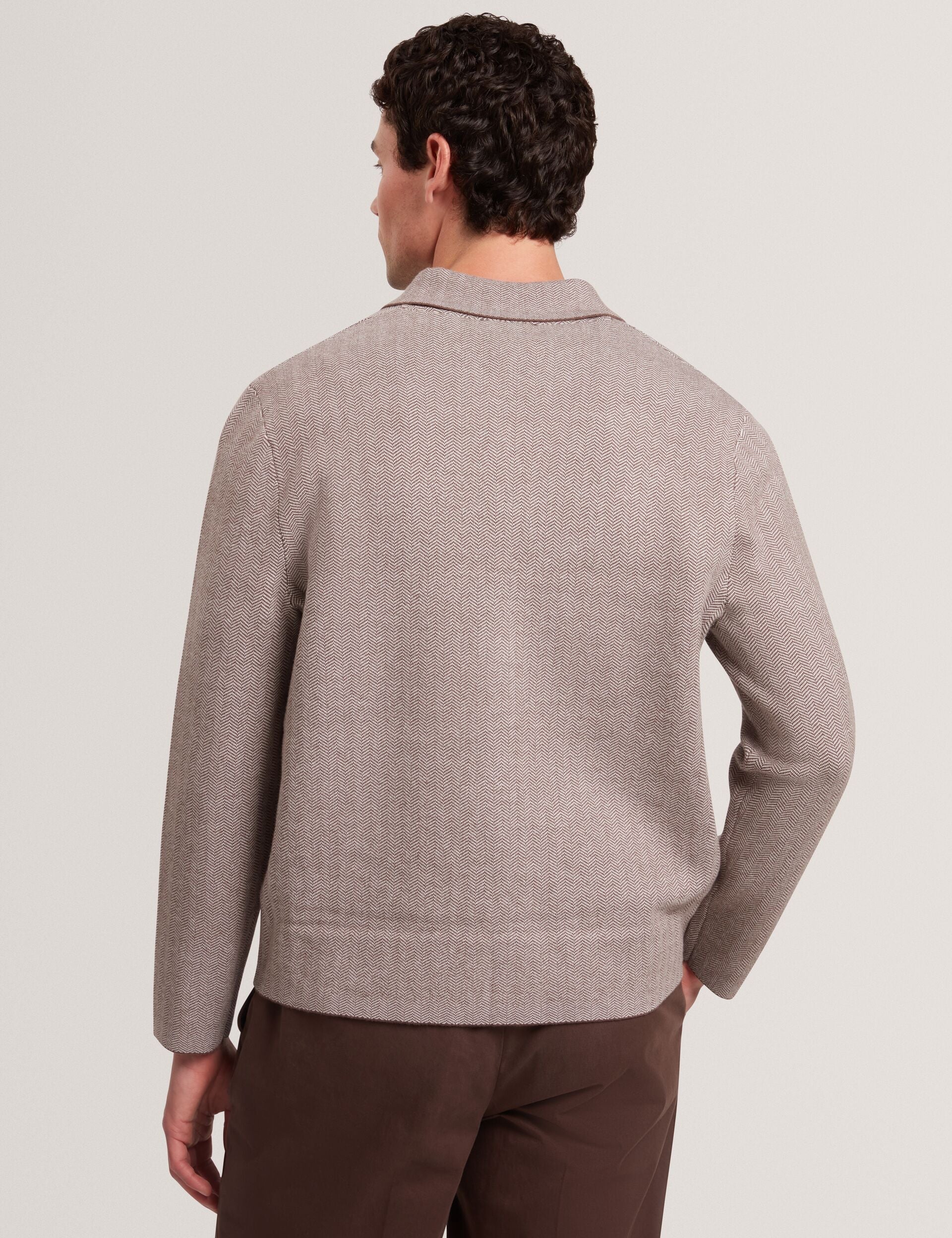 Ted Baker Thimon Herringbone Knit Buttonup Jacket