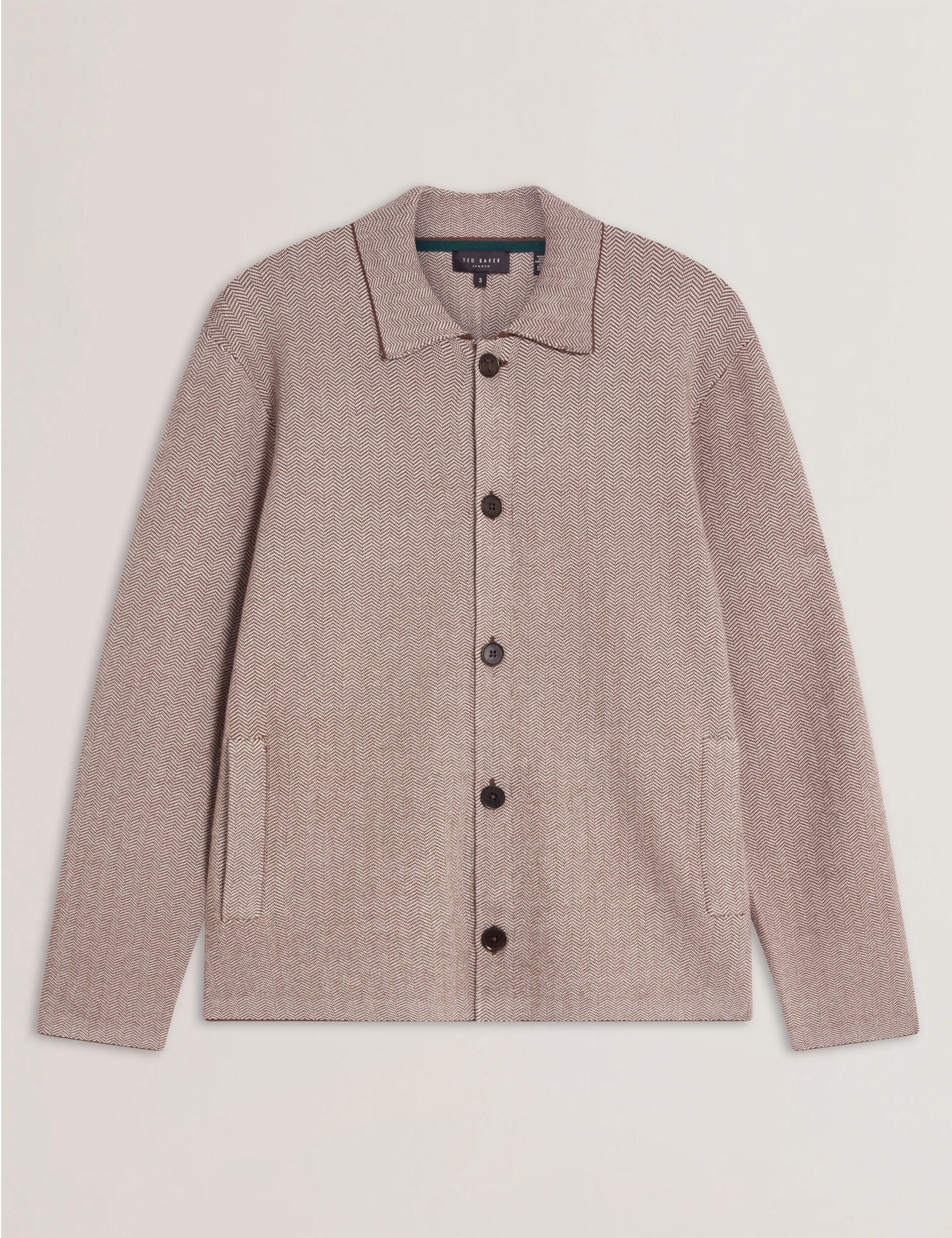 Ted Baker Thimon Herringbone Knit Buttonup Jacket