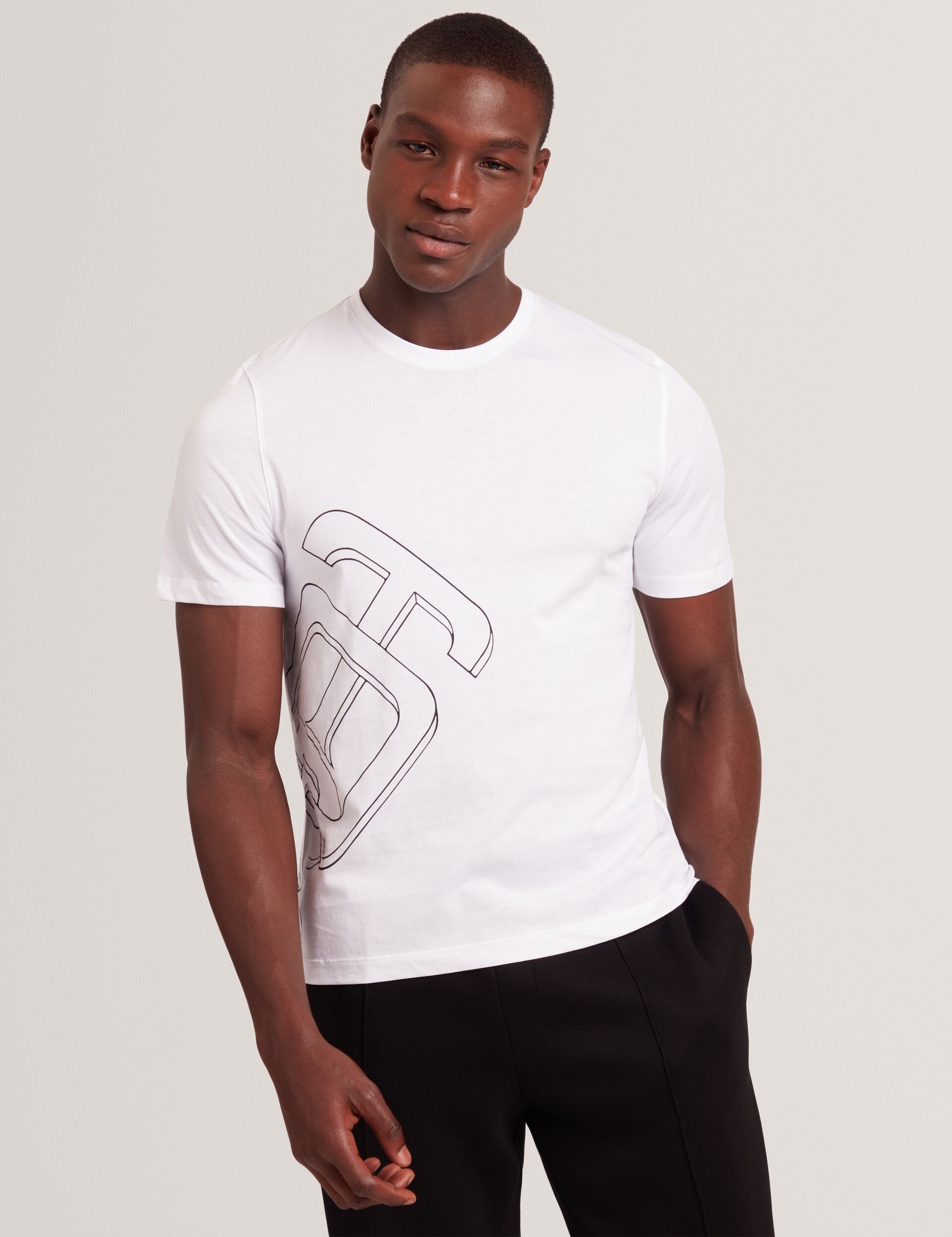 Ted Baker Craigey White Logo Graphic Crew Neck Cotton Tshirt