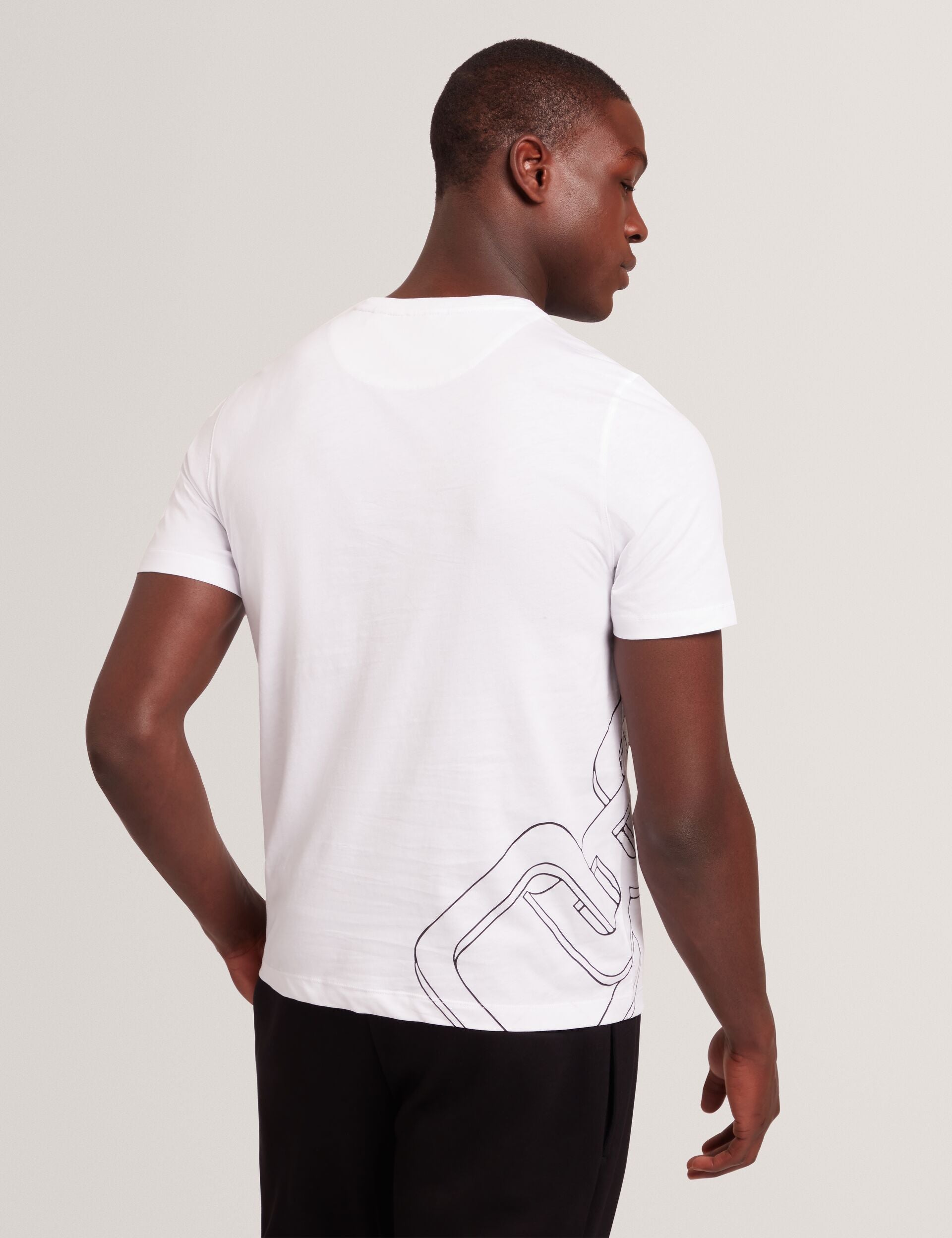 Ted Baker Craigey White Logo Graphic Crew Neck Cotton Tshirt