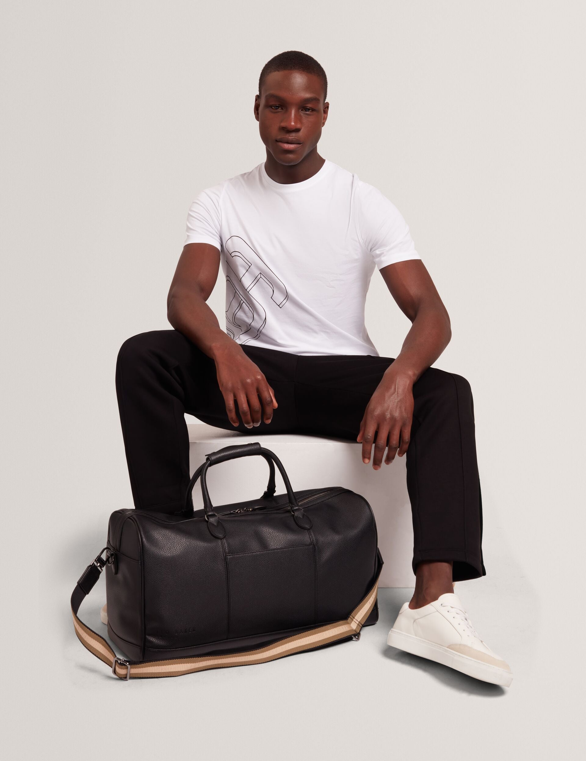 Ted Baker Craigey White Logo Graphic Crew Neck Cotton Tshirt